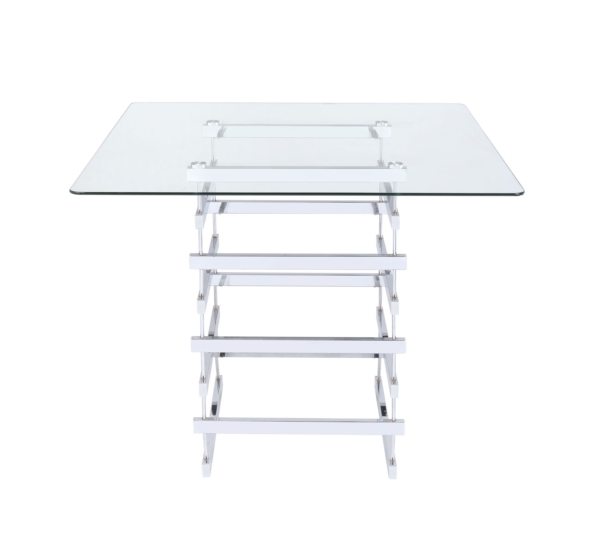 Nadie - Clear Glass Top Counter Height Table - Chrome - Best Buy Furniture