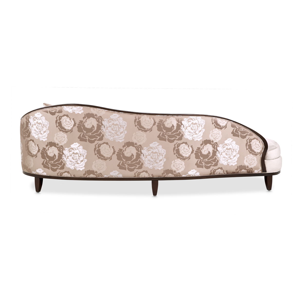 Camellia Field - Asymmetrical Velvet Sofa - Beige / Dark Brown