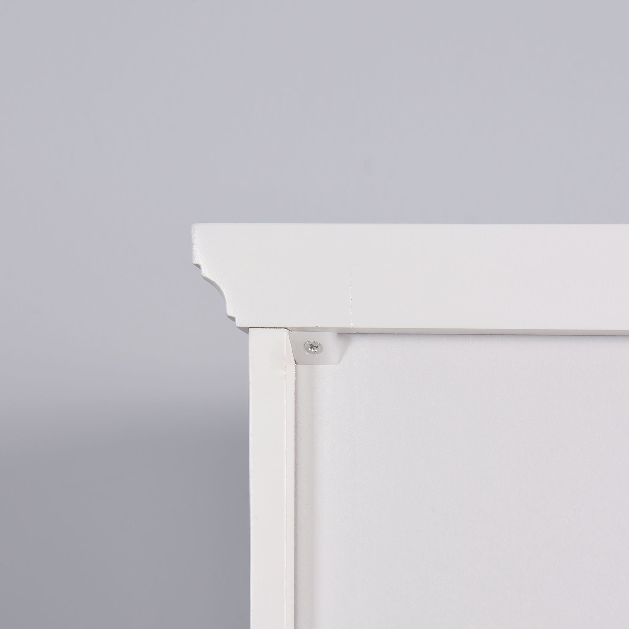 Wooden Bathroom Floor Storage Cabinet With 2 Doors And 6 Shelves - White