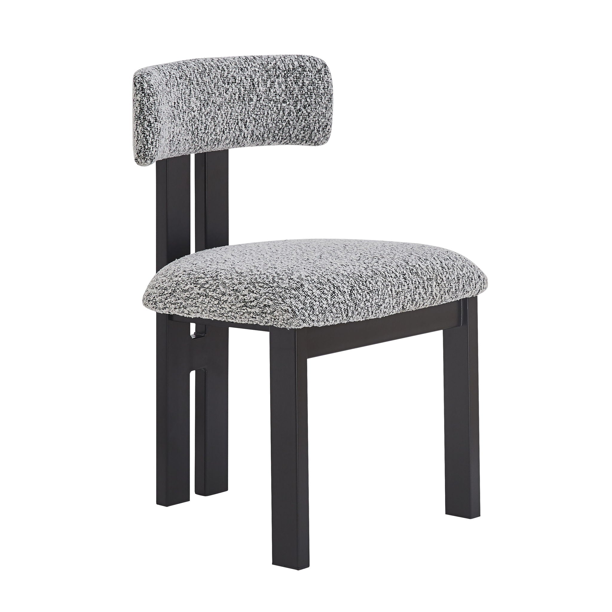Mid Century 5 Piece Dining Set With Upholstered Metal Leg Chairs And Solid Wood Top Table - Black / White / Natural
