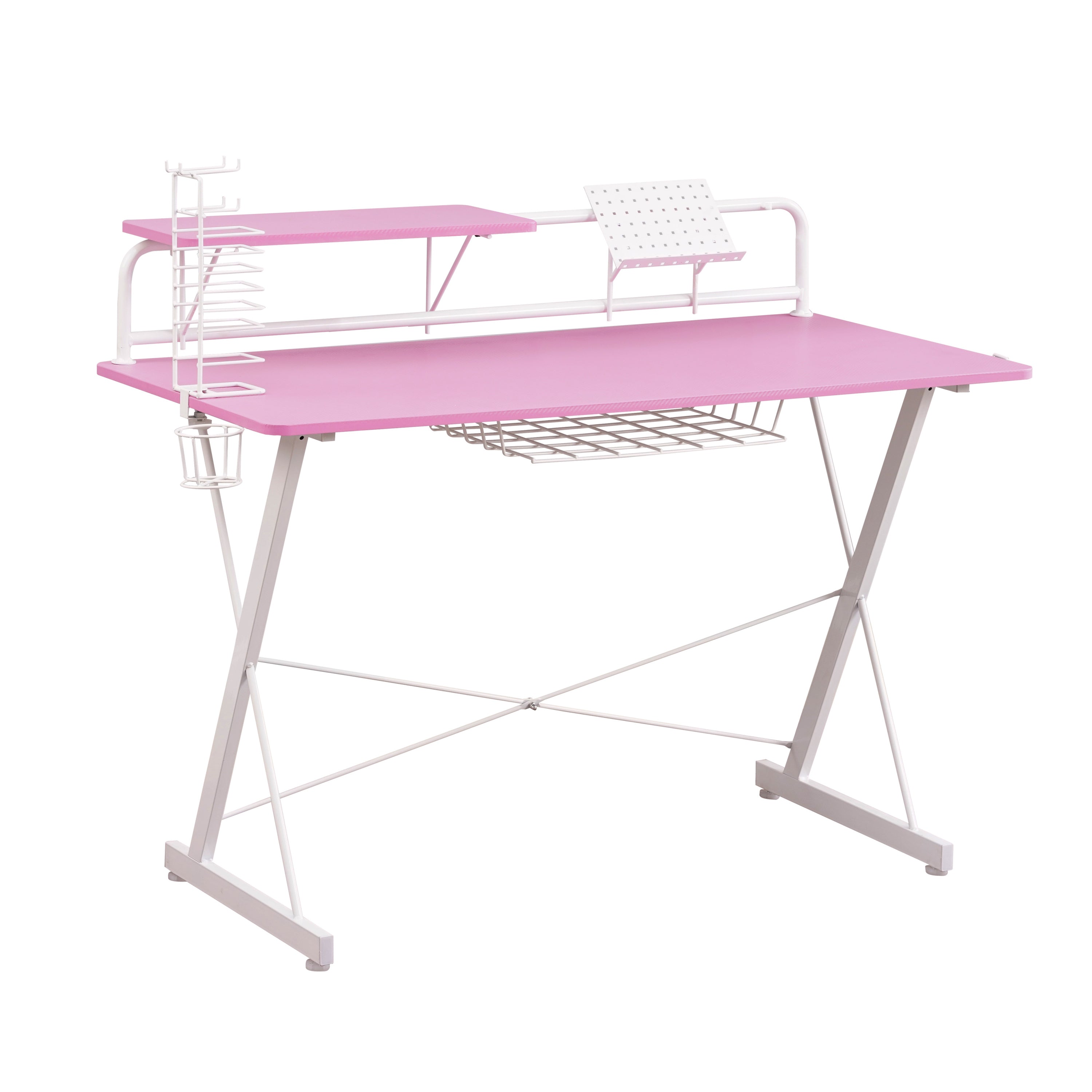 Techni Sport TS-200 Carbon Computer Gaming Desk with Shelving, Pink - Best Buy Furniture