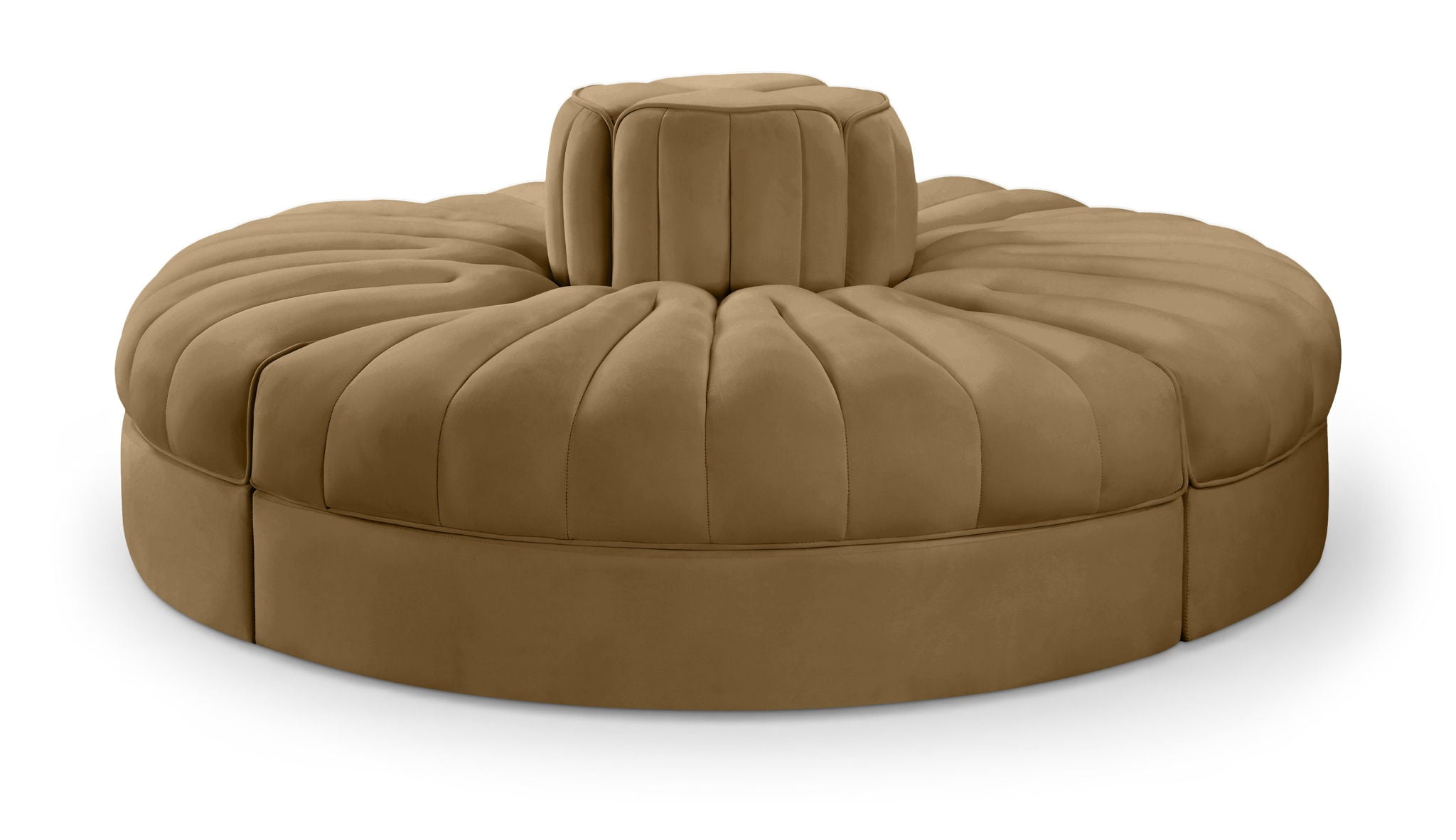 Rummi - Round Velvet Performance Fabric Upholstered 4 Piece Modular Sofa