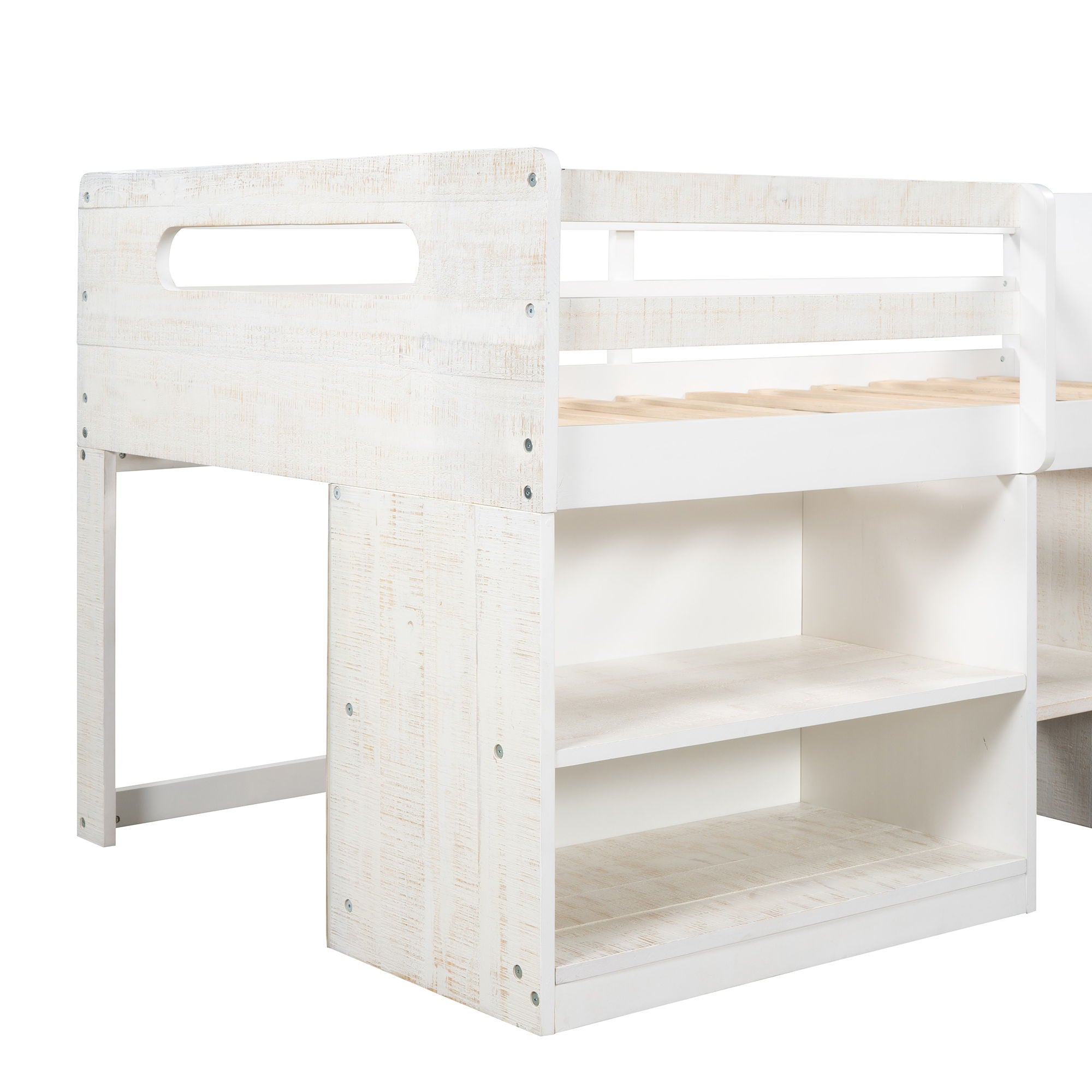 Loft Bed With Two Shelves And Two Drawers