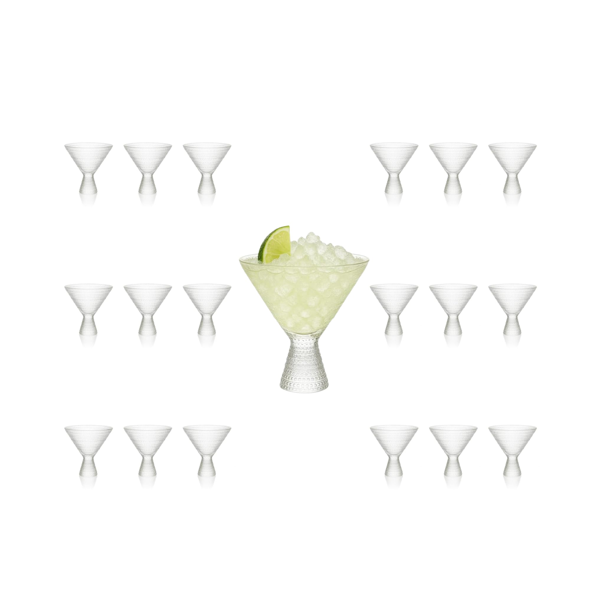 Clear Hobnail Martini Glasses - Embossed Martini Glasses - 9oz