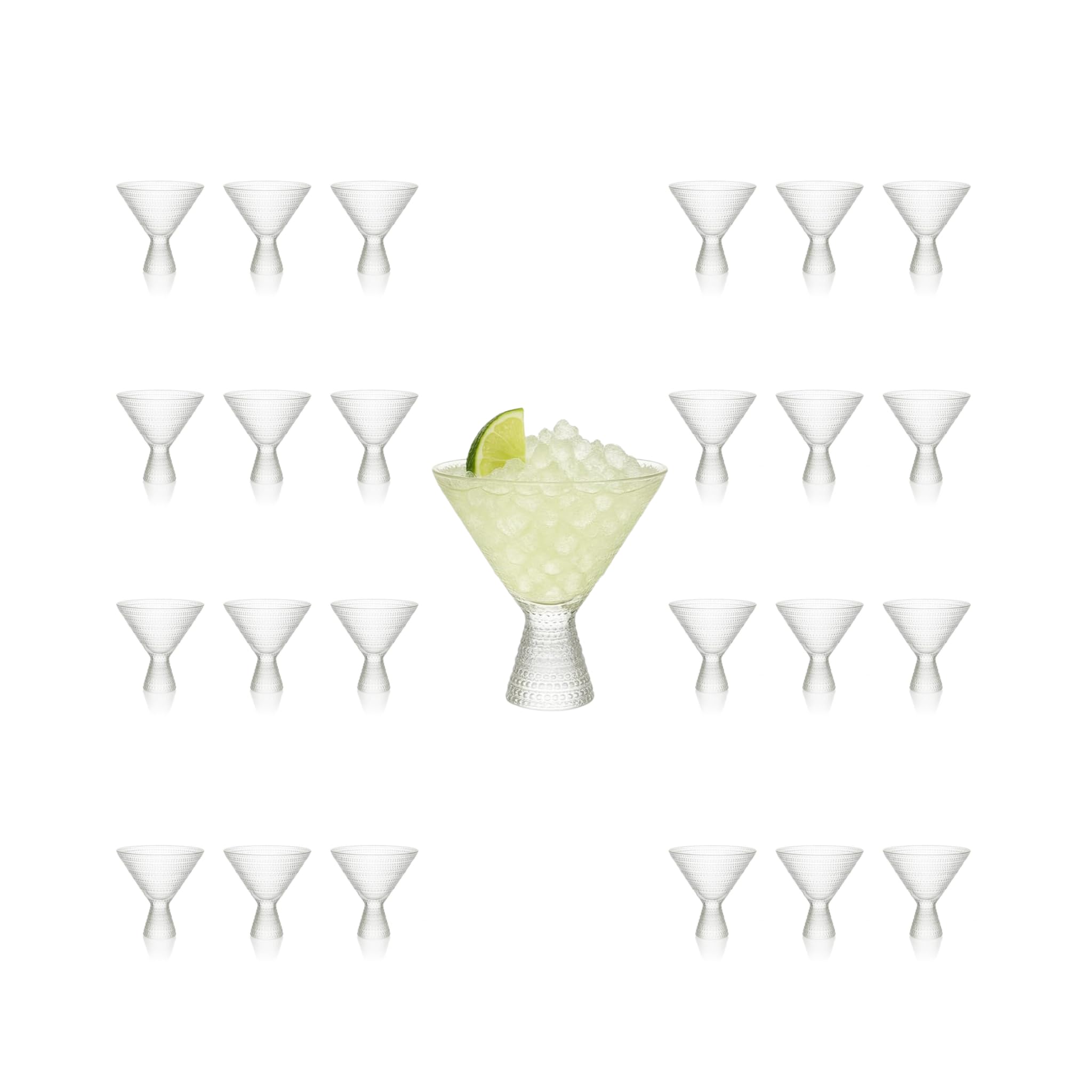Clear Hobnail Martini Glasses - Embossed Martini Glasses - 9oz