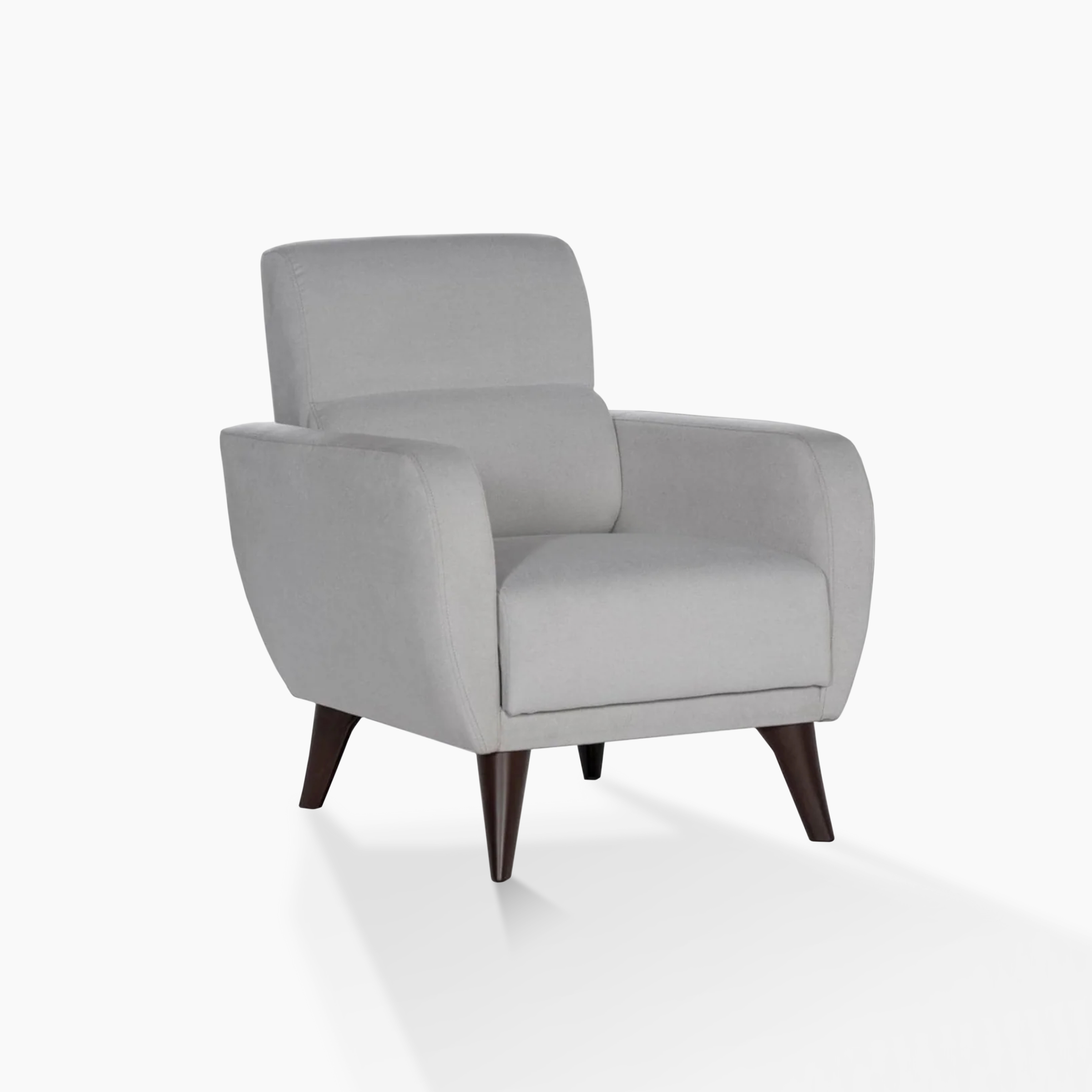 Compact modern armchair featuring durable performance fabric, stitch detailing, and under-seat storage