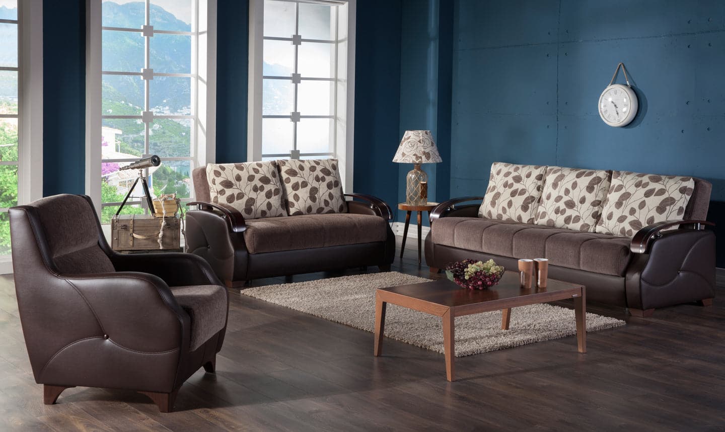 Experience bold style with the Costa three-seat sofa, featuring a sleek design and performance fabric.
