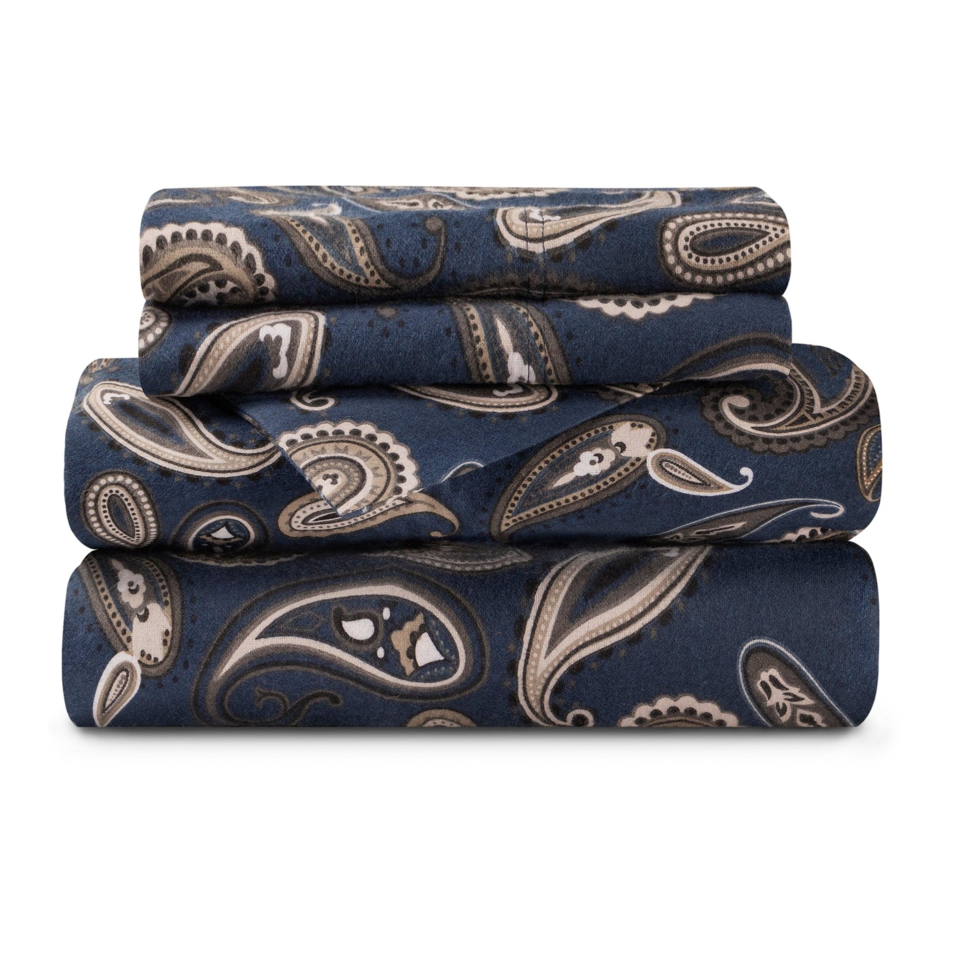 100% Cotton Flannel Bed Sheet Set Floral Paisley Deep Pocket - Sheet Set by Superior Brand