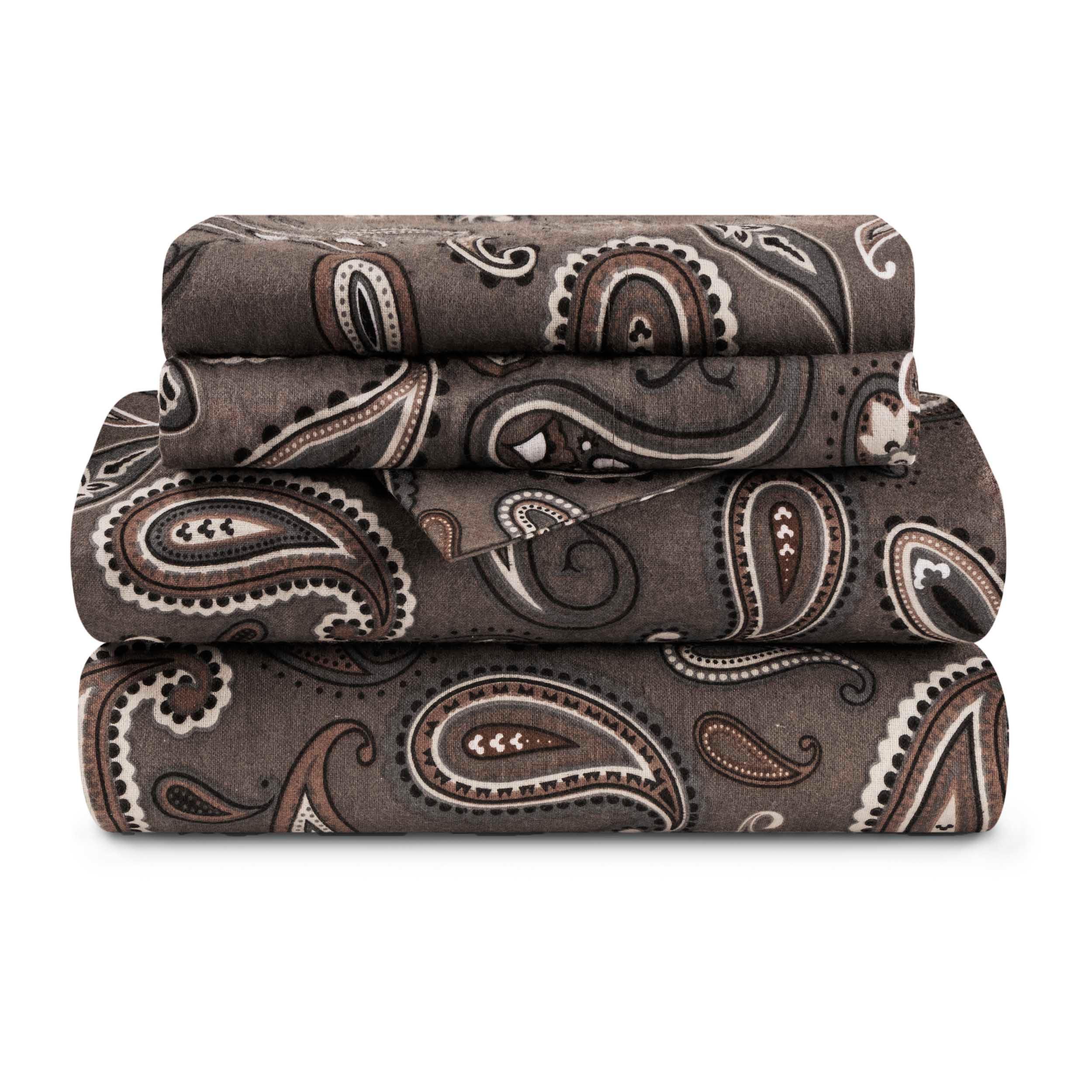 100% Cotton Flannel Bed Sheet Set Floral Paisley Deep Pocket - Sheet Set by Superior Brand