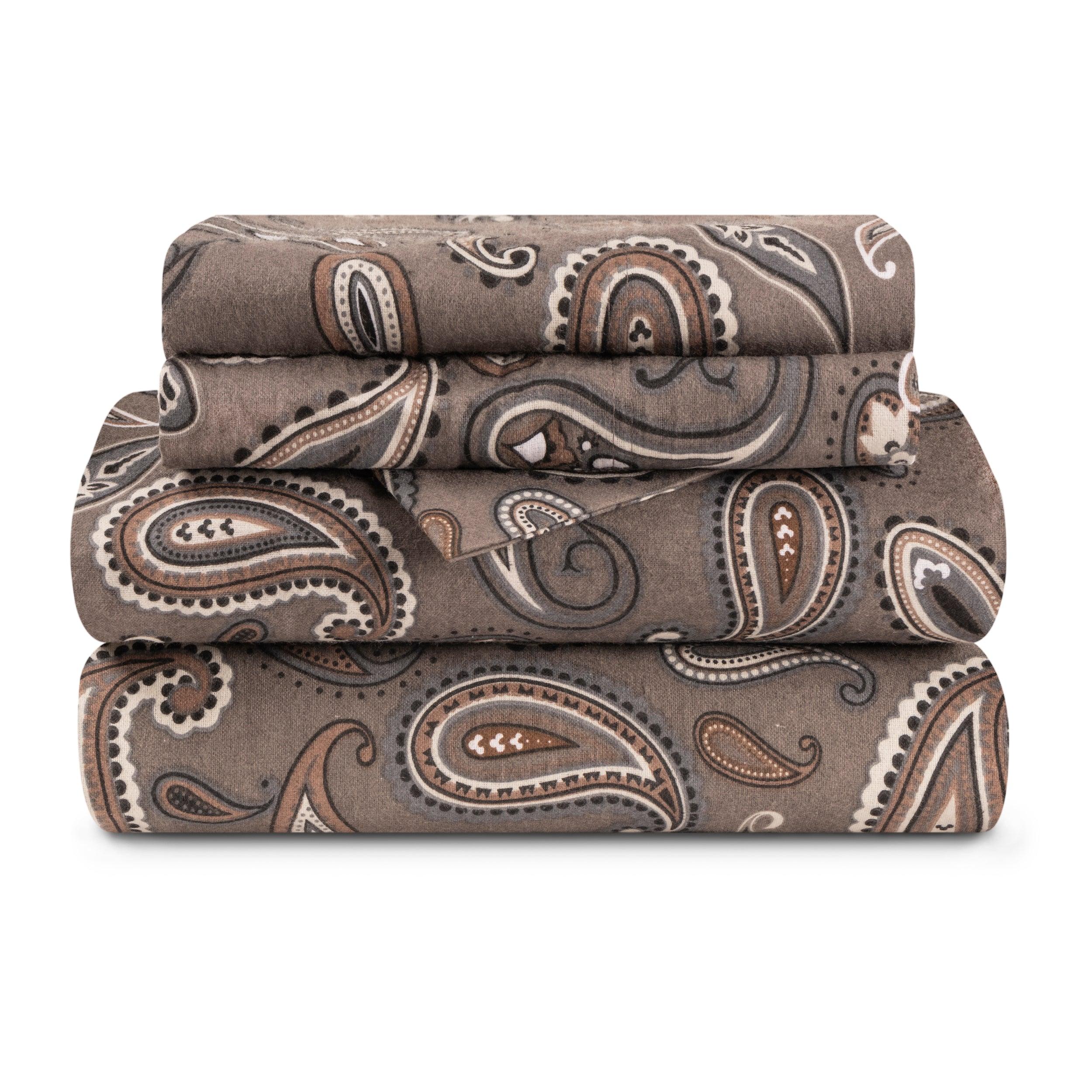 100% Cotton Flannel Bed Sheet Set Floral Paisley Deep Pocket - Sheet Set by Superior Brand