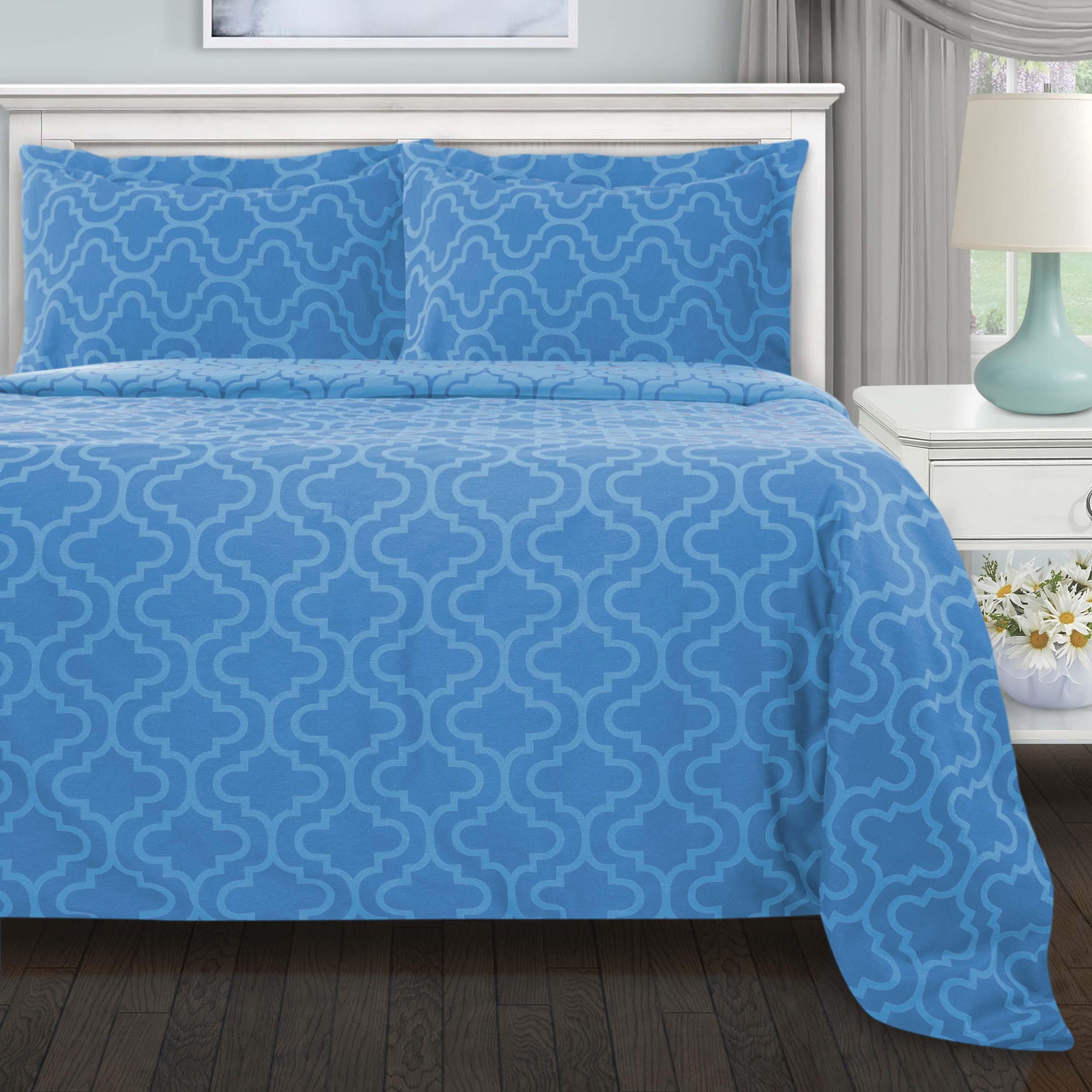 Cotton Flannel Trellis Duvet Cover Set with Button Closure - Duvet Cover Set by Superior Brand
