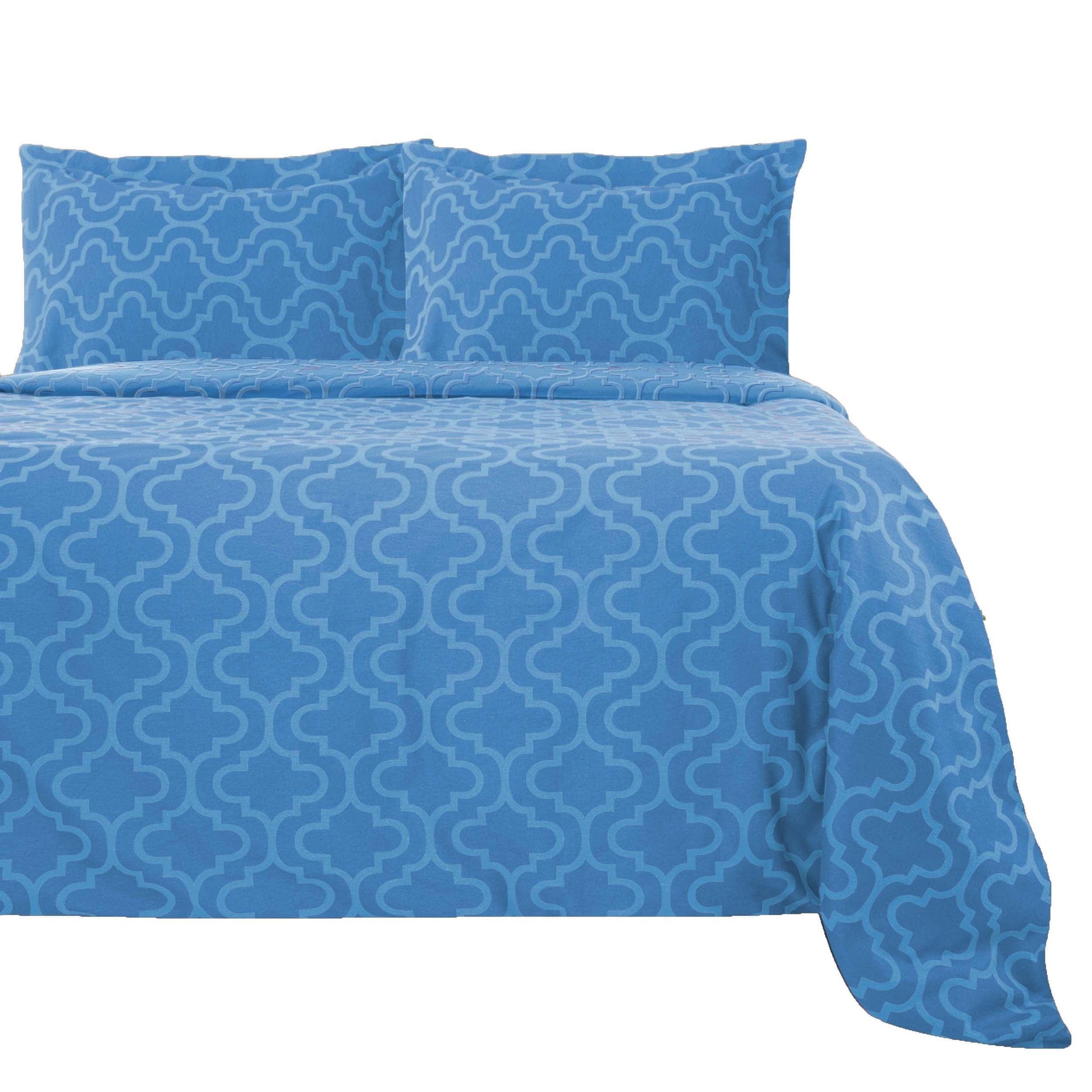 Cotton Flannel Trellis Duvet Cover Set with Button Closure - Duvet Cover Set by Superior Brand