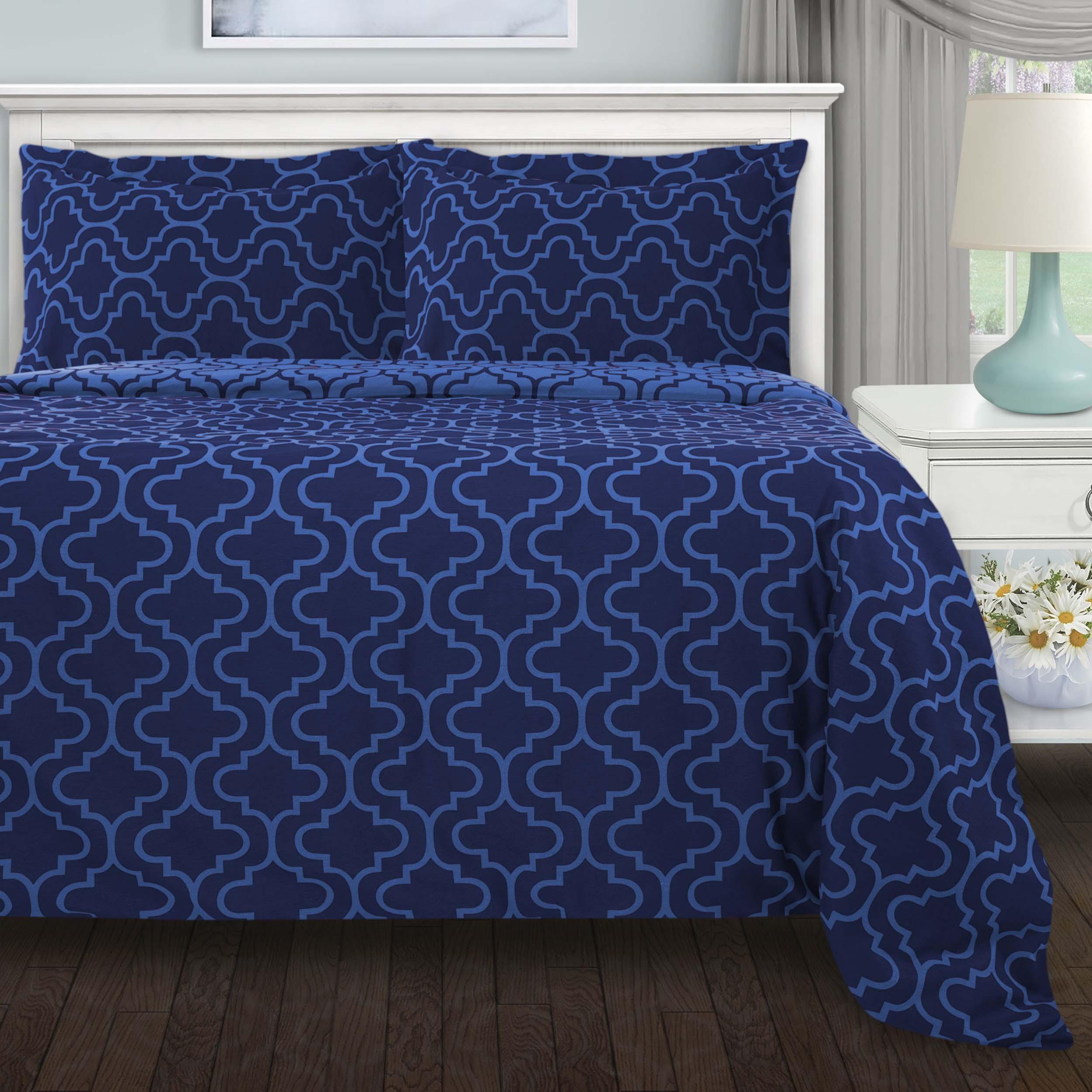 Cotton Flannel Trellis Duvet Cover Set with Button Closure - Duvet Cover Set by Superior Brand