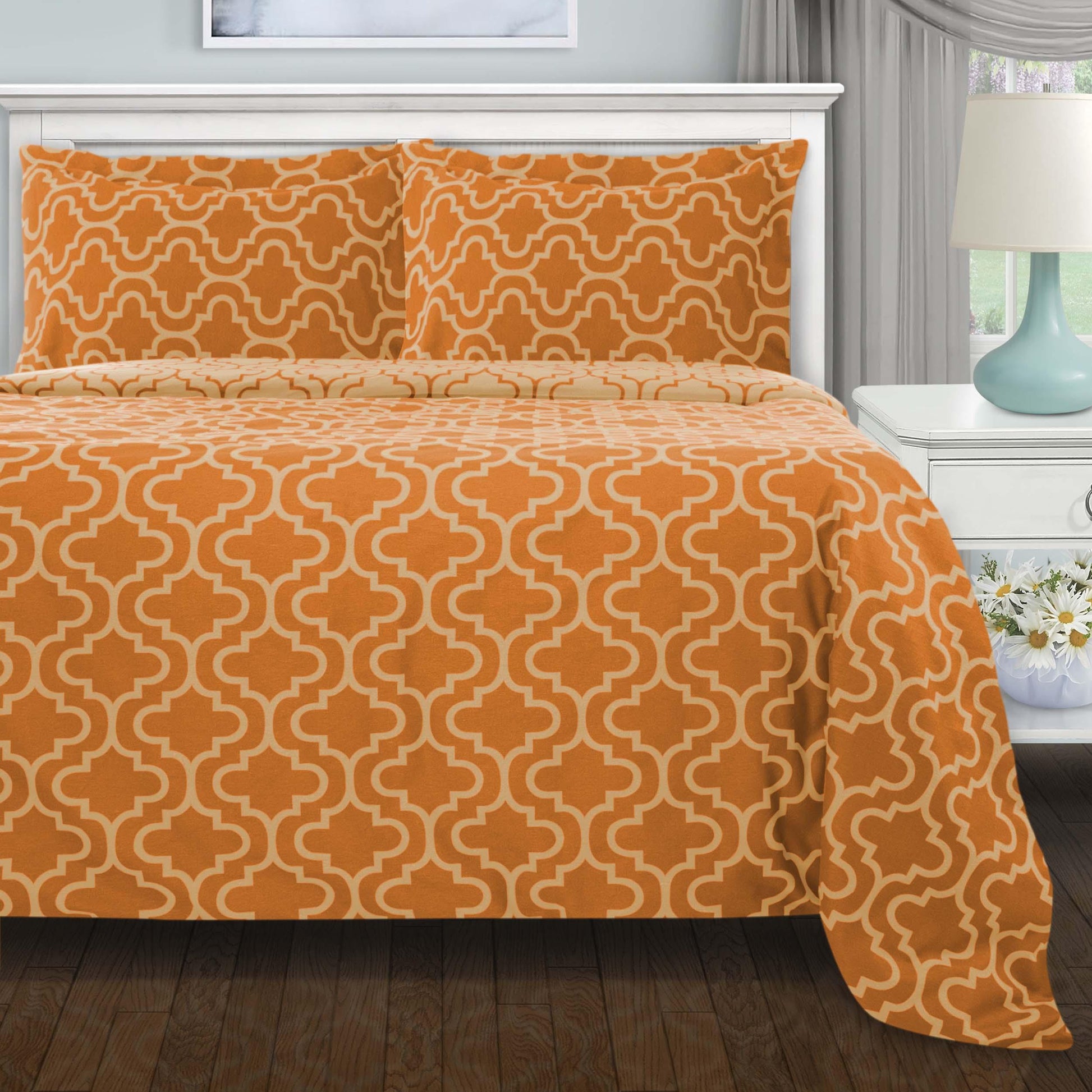 Cotton Flannel Trellis Duvet Cover Set with Button Closure - Duvet Cover Set by Superior Brand