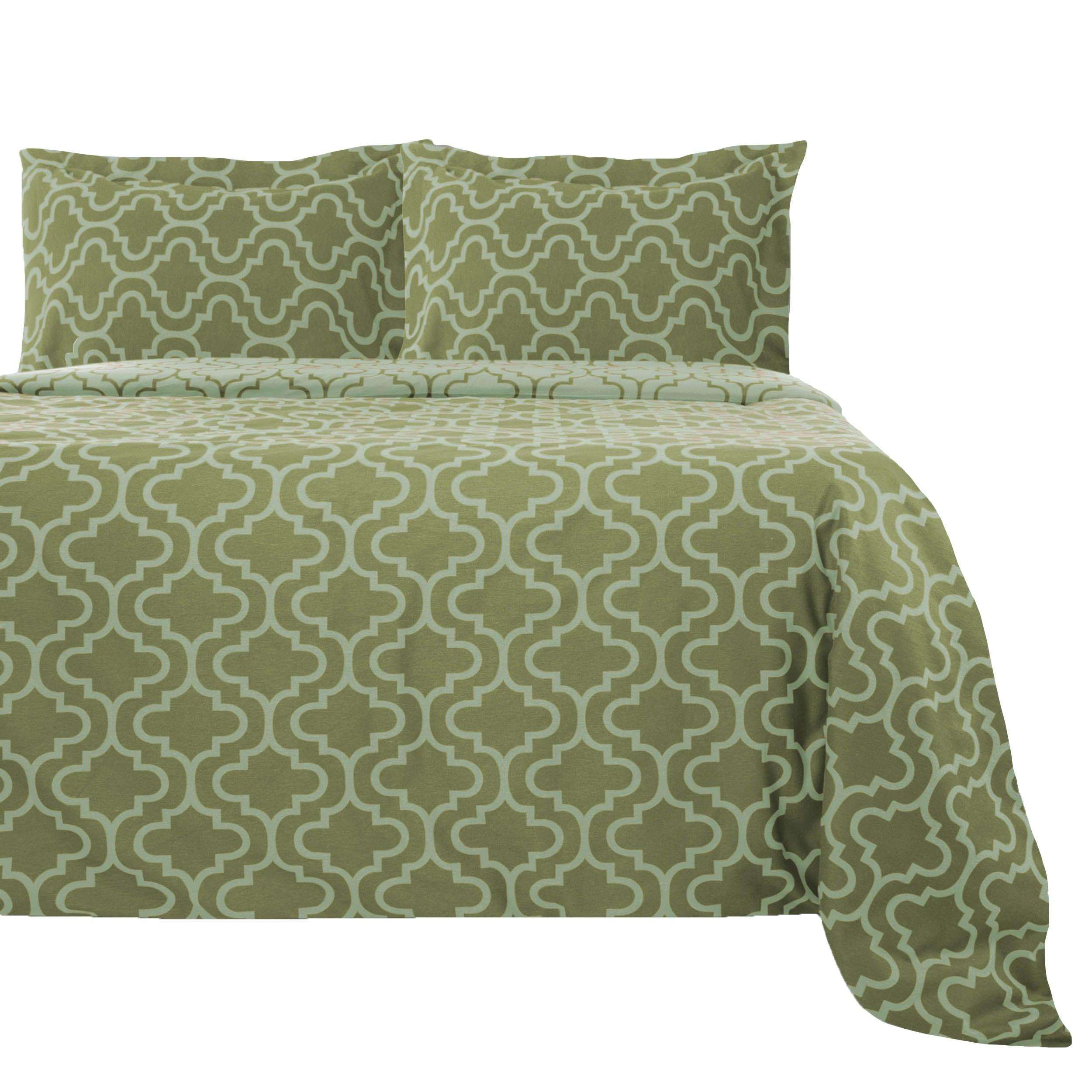 Cotton Flannel Trellis Duvet Cover Set with Button Closure - Duvet Cover Set by Superior Brand