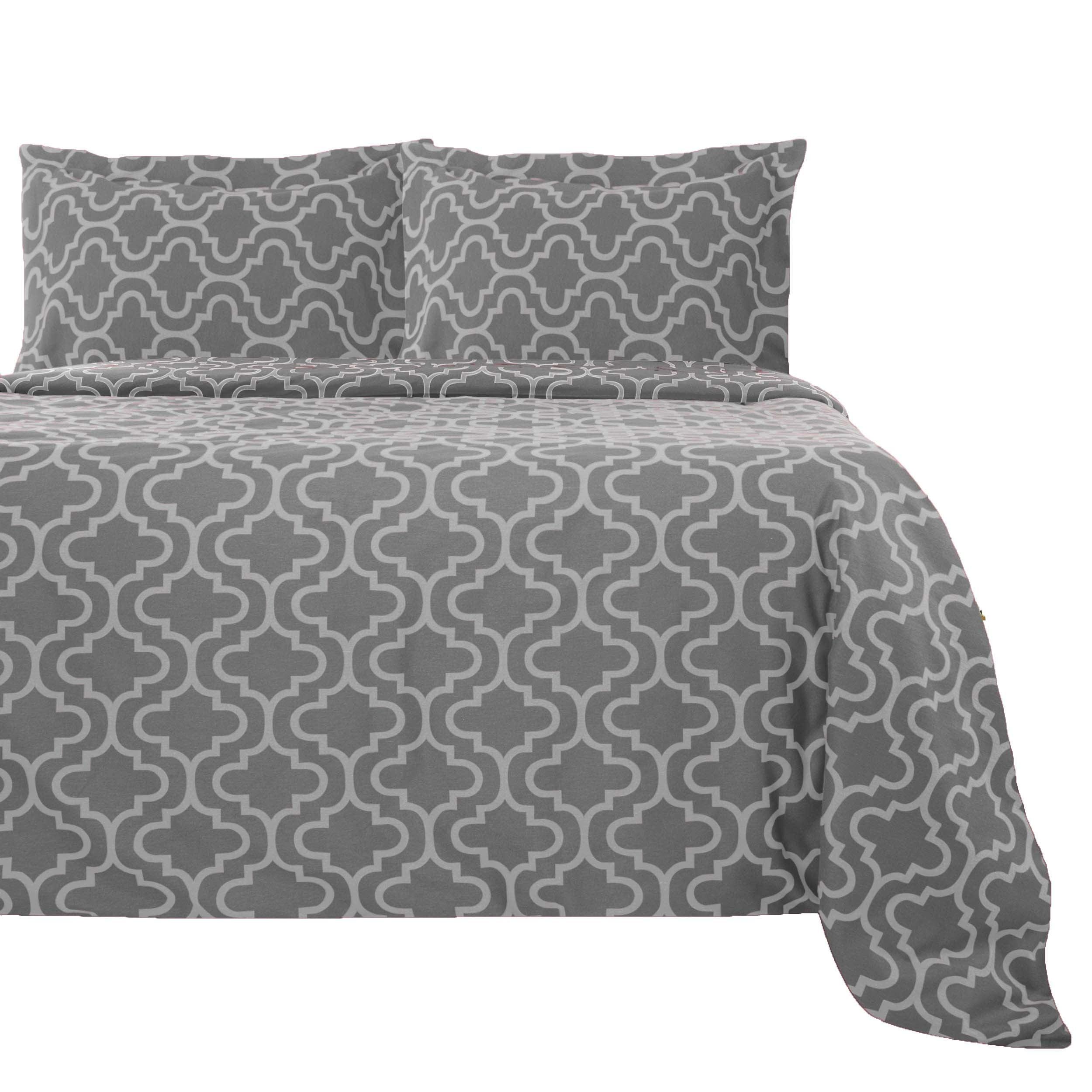 Cotton Flannel Trellis Duvet Cover Set with Button Closure - Duvet Cover Set by Superior Brand