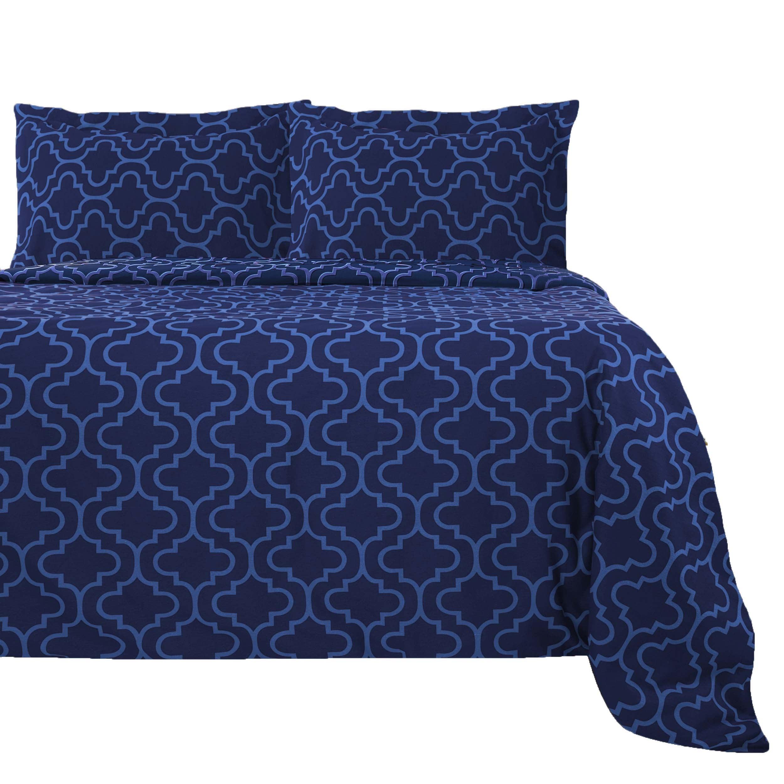 Cotton Flannel Trellis Duvet Cover Set with Button Closure - Duvet Cover Set by Superior Brand