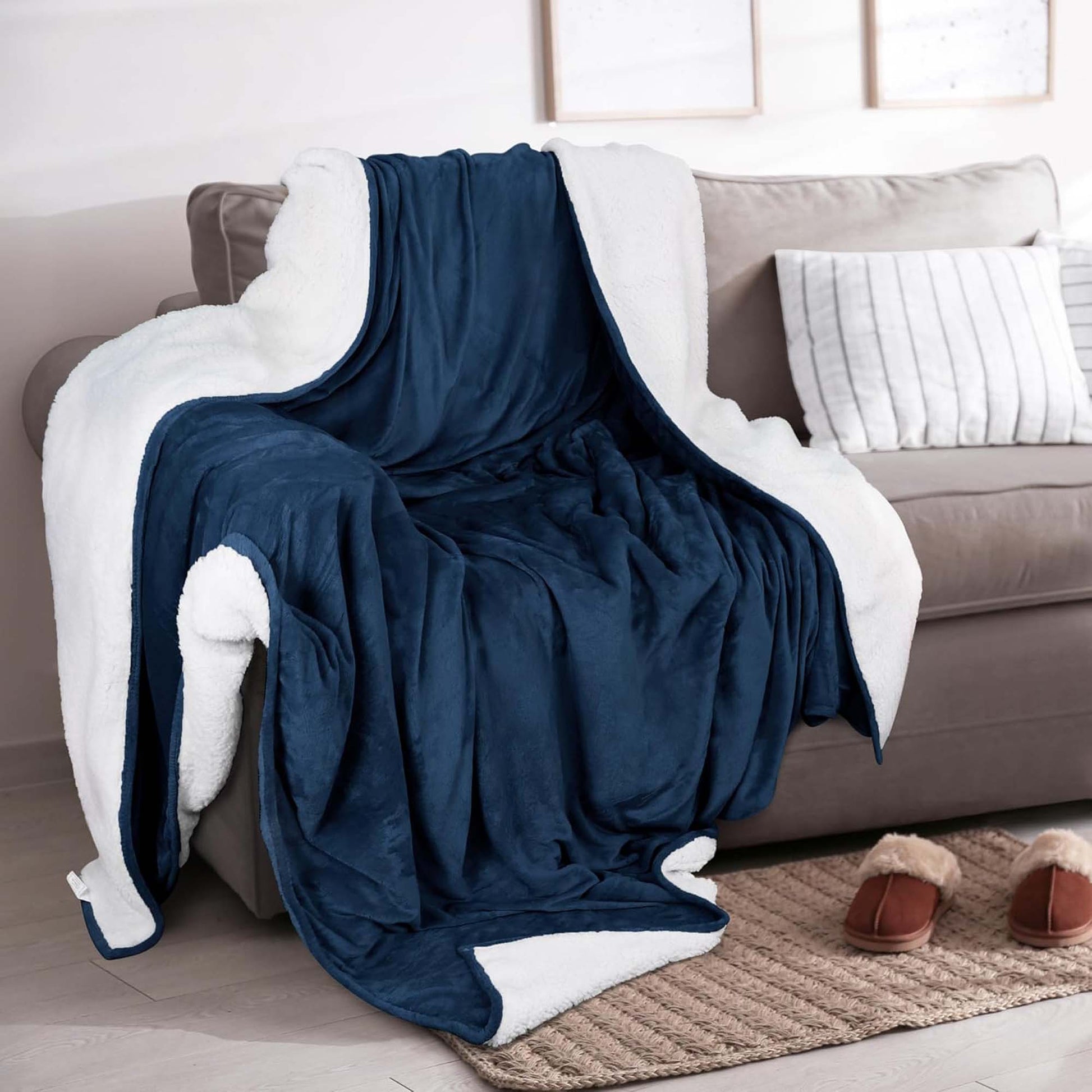 Velvet Plush Sherpa Bed Blanket - Sherpa Fleece Collection - Best Buy Furniture