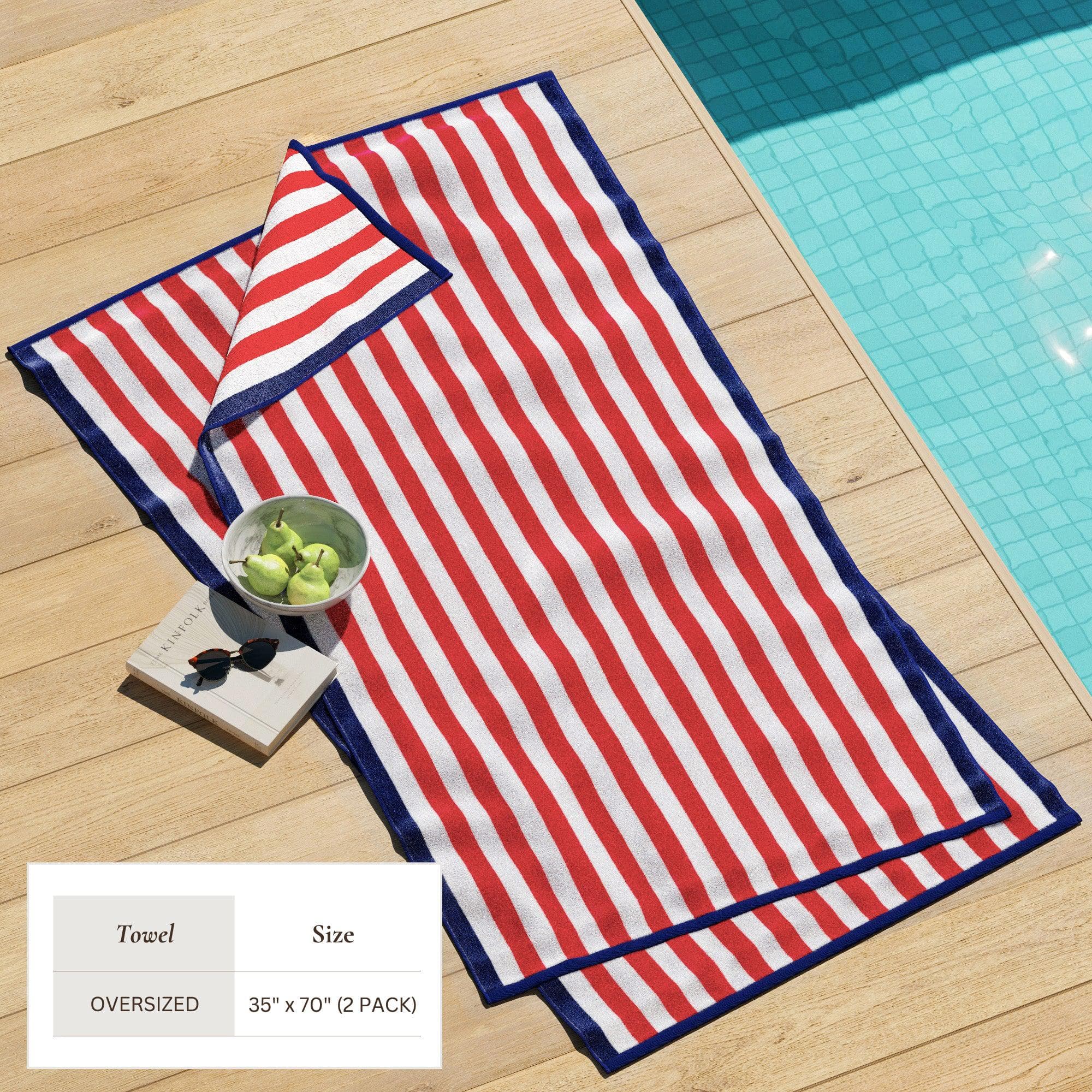 Oversized Striped Border Cabana Beach Towel - Santa Cruz - Best Buy Furniture