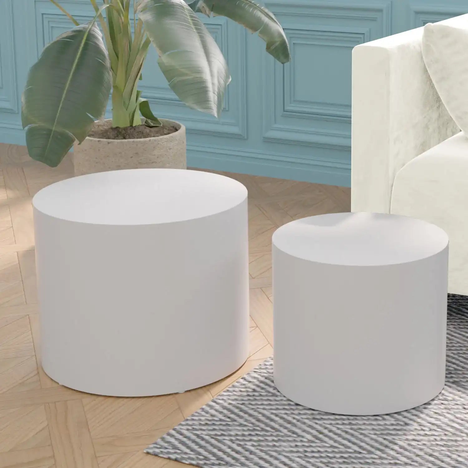 Kairo Modern Nesting Side Tables (Set of 2) White - Best Buy Furniture