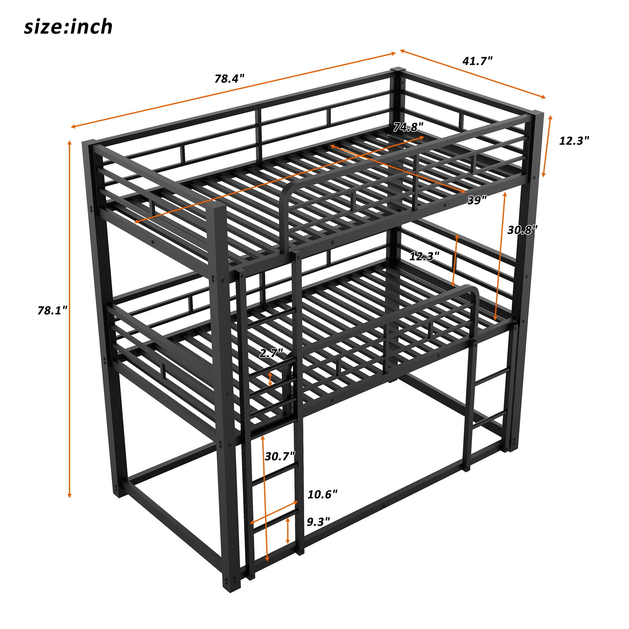 Triple Bunk Bed With Sturdy Construction And Space Saving Design