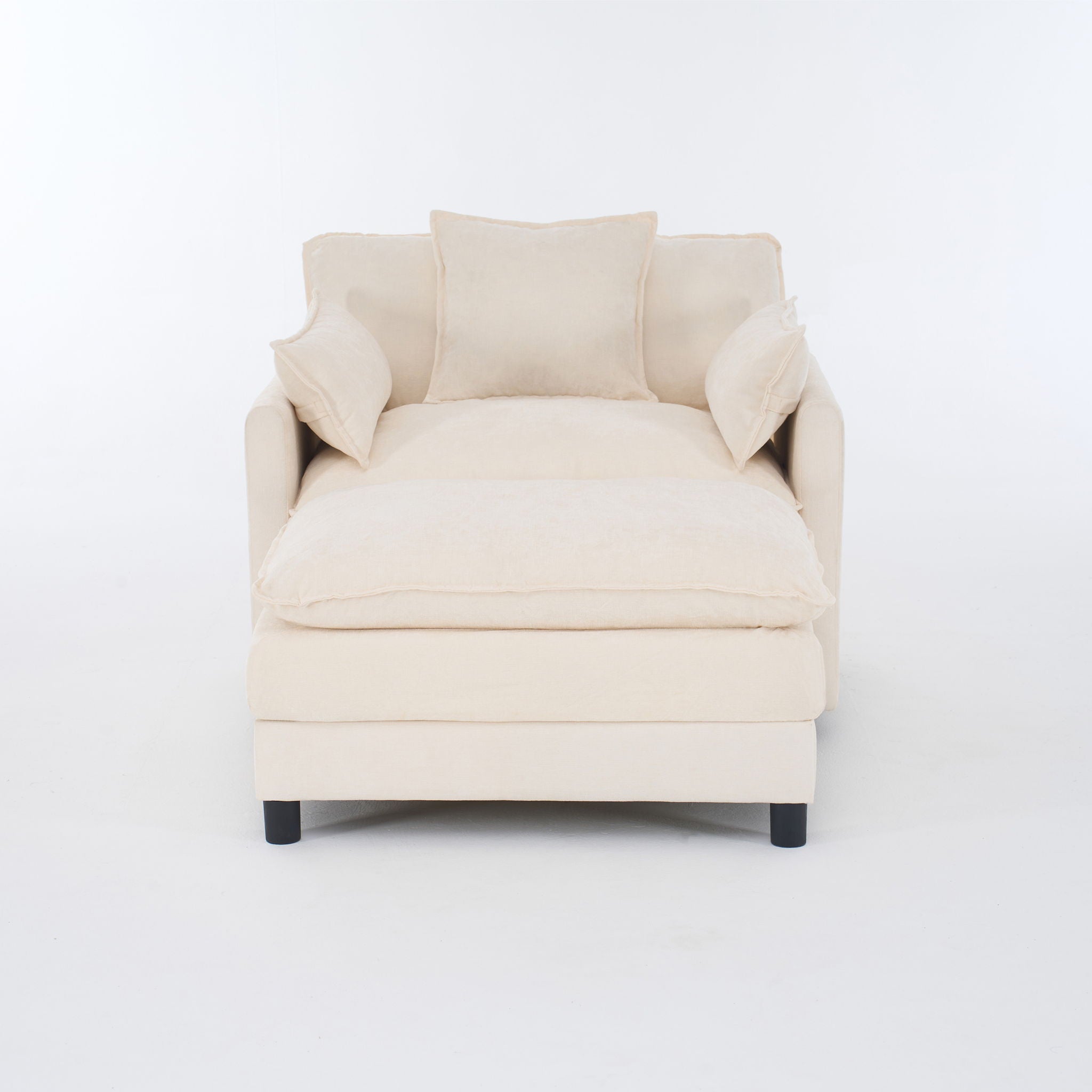Accent Chair With Ottoman - Beige