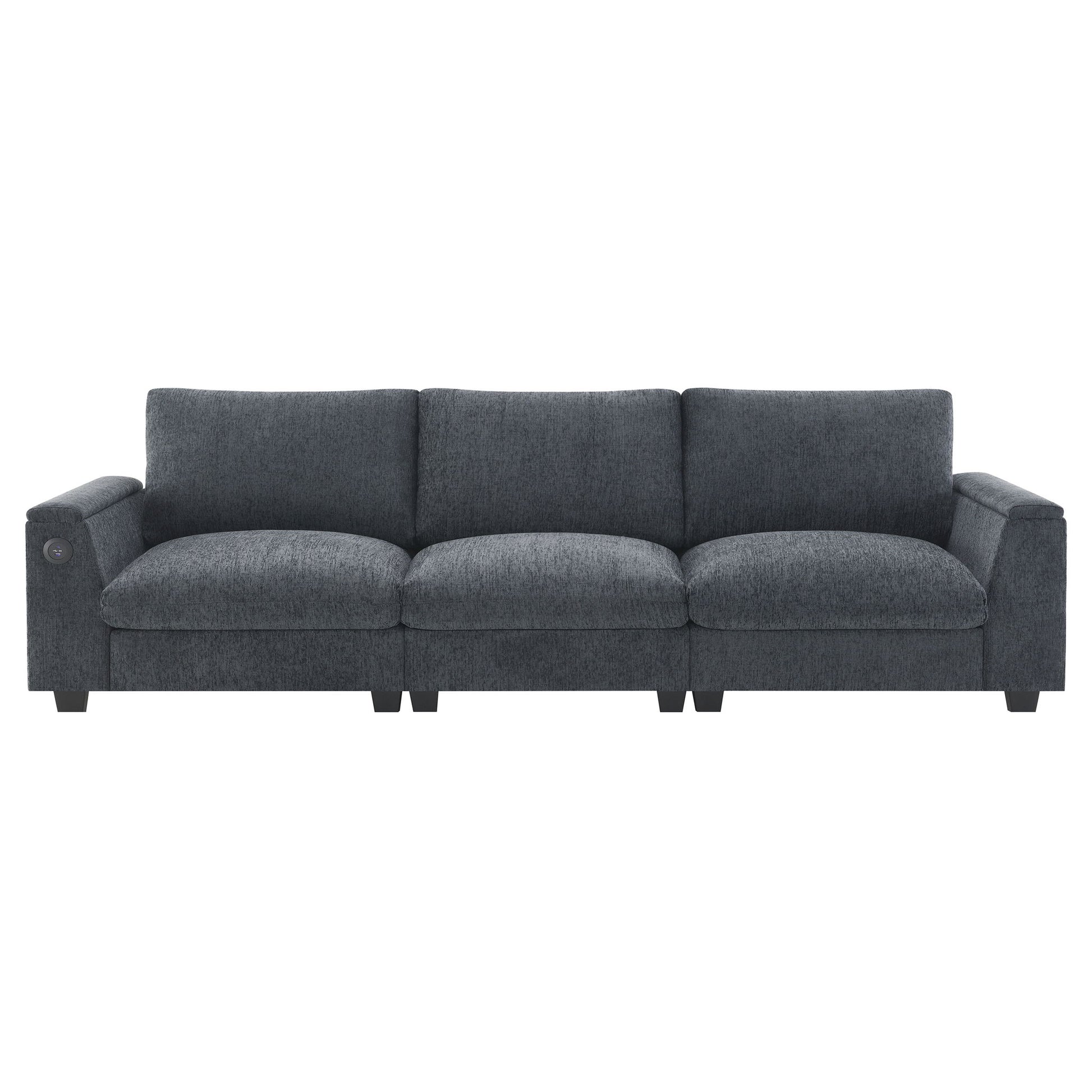 Sectional With Bluetooth Speaker Comfy Cloud Couch Set With Drop Down Table Cup Holders, USB Charger Storage Armrest Wide Seat Sofa - Best Buy Furniture