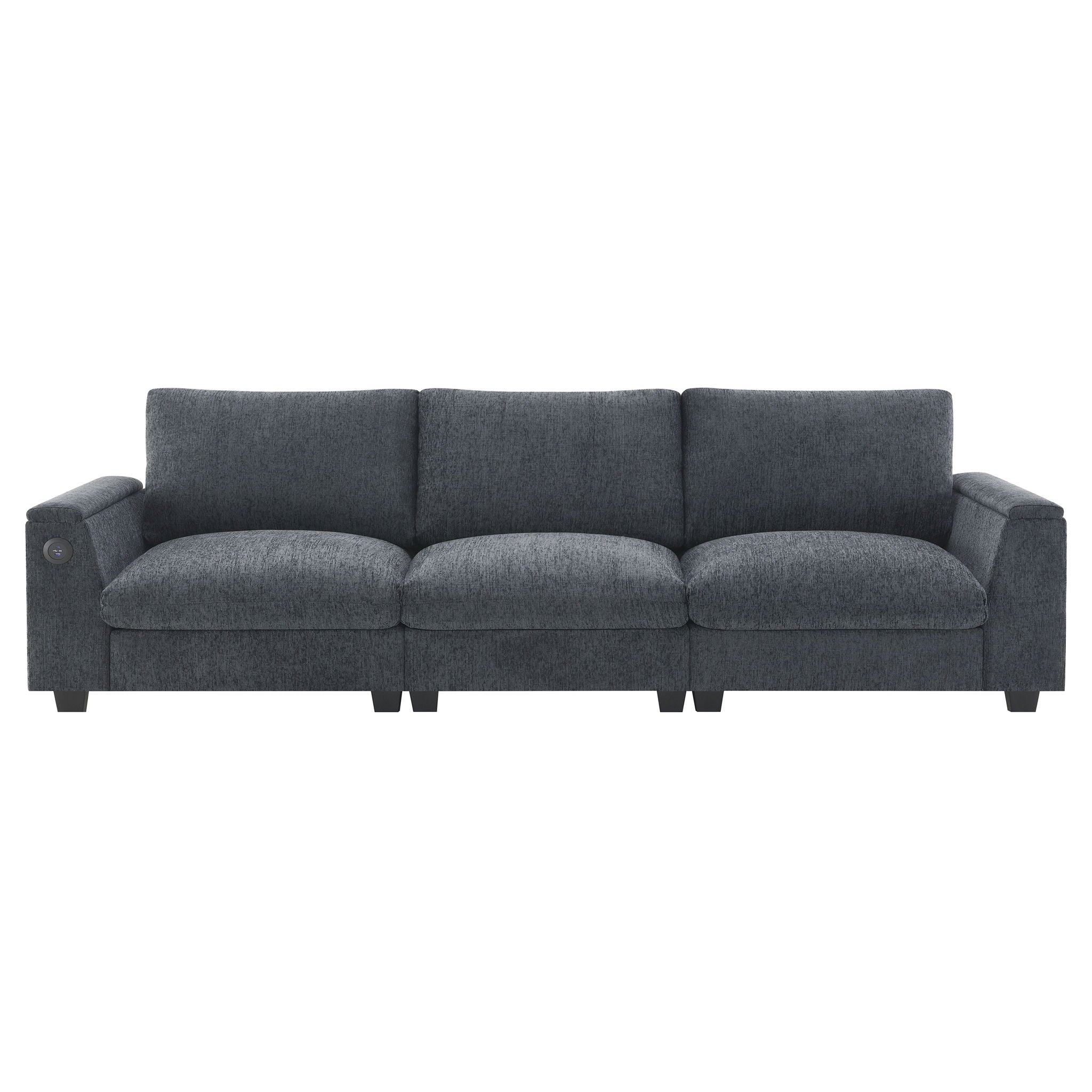 Sectional With Bluetooth Speaker Comfy Cloud Couch Set With Drop Down Table Cup Holders, USB Charger Storage Armrest Wide Seat Sofa - Best Buy Furniture