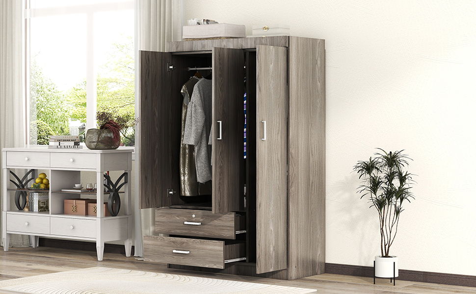 3 Door Wardrobe With 2 Drawers