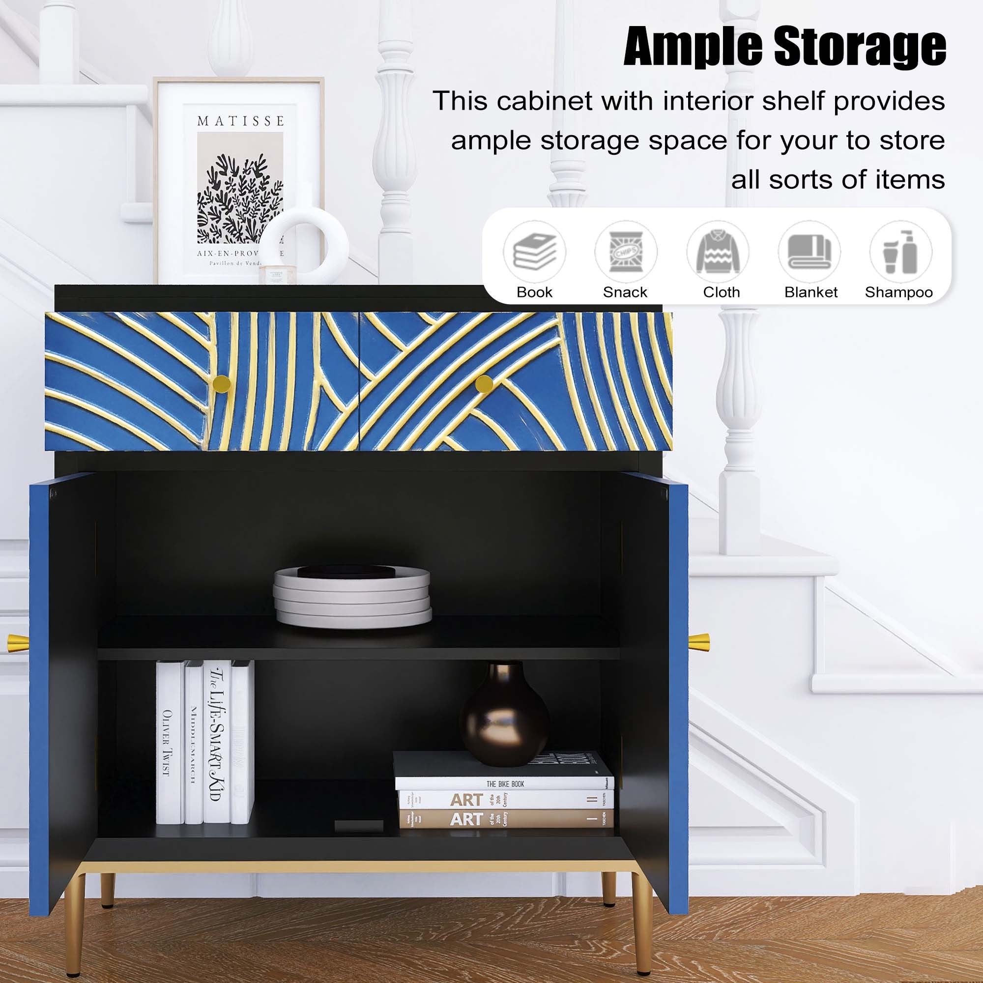 Black & Blue Modern MDF Storage Cabinet – Adjustable Shelf & Drawer - Best Buy Furniture