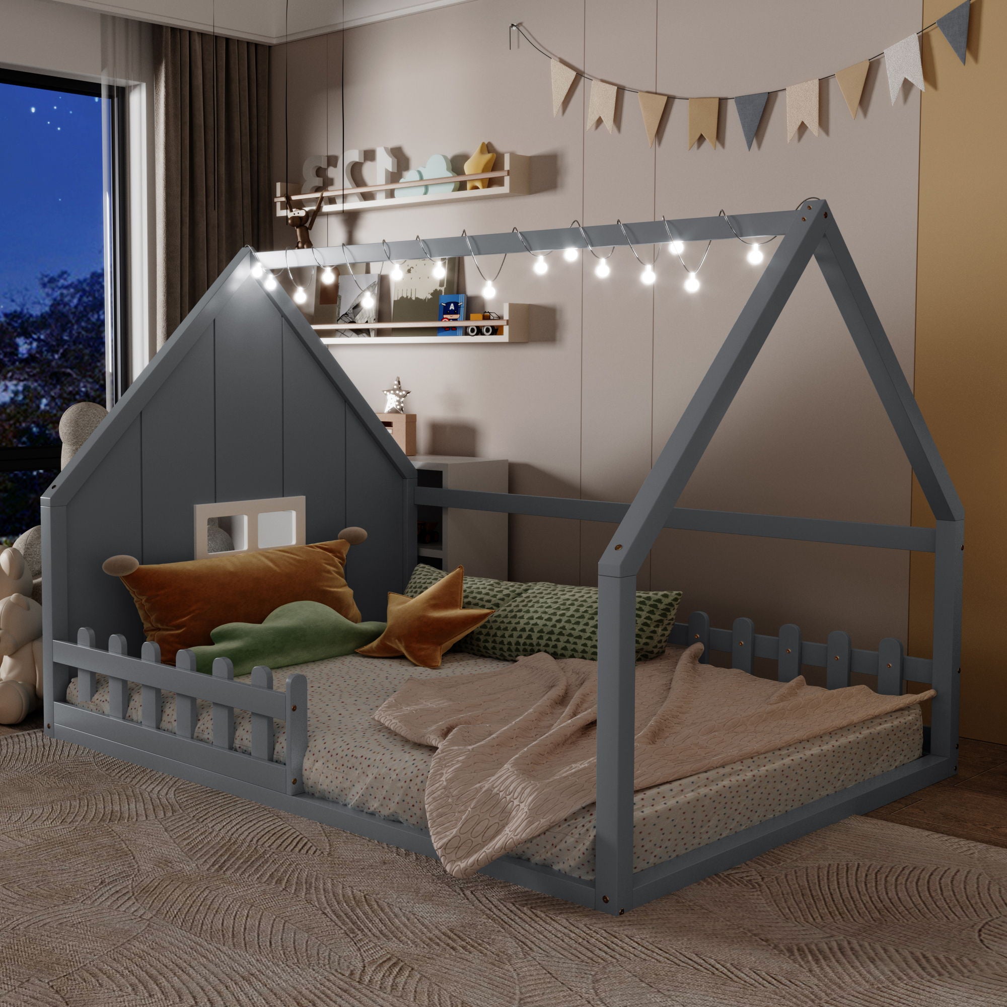 House Bed With Window And Fence