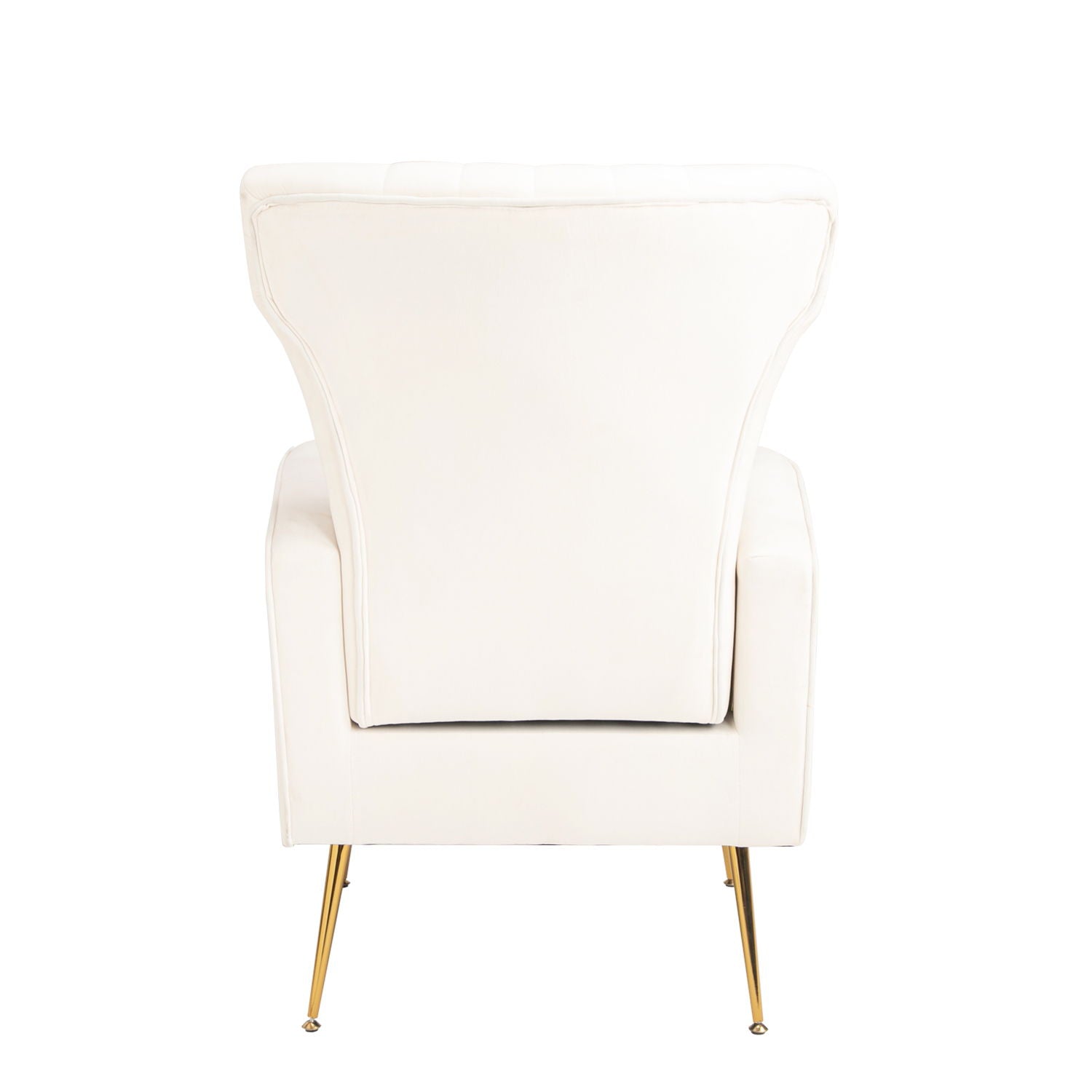 Velvet Wingback Accent Chair With Legs, Upholstered Single Sofa - White
