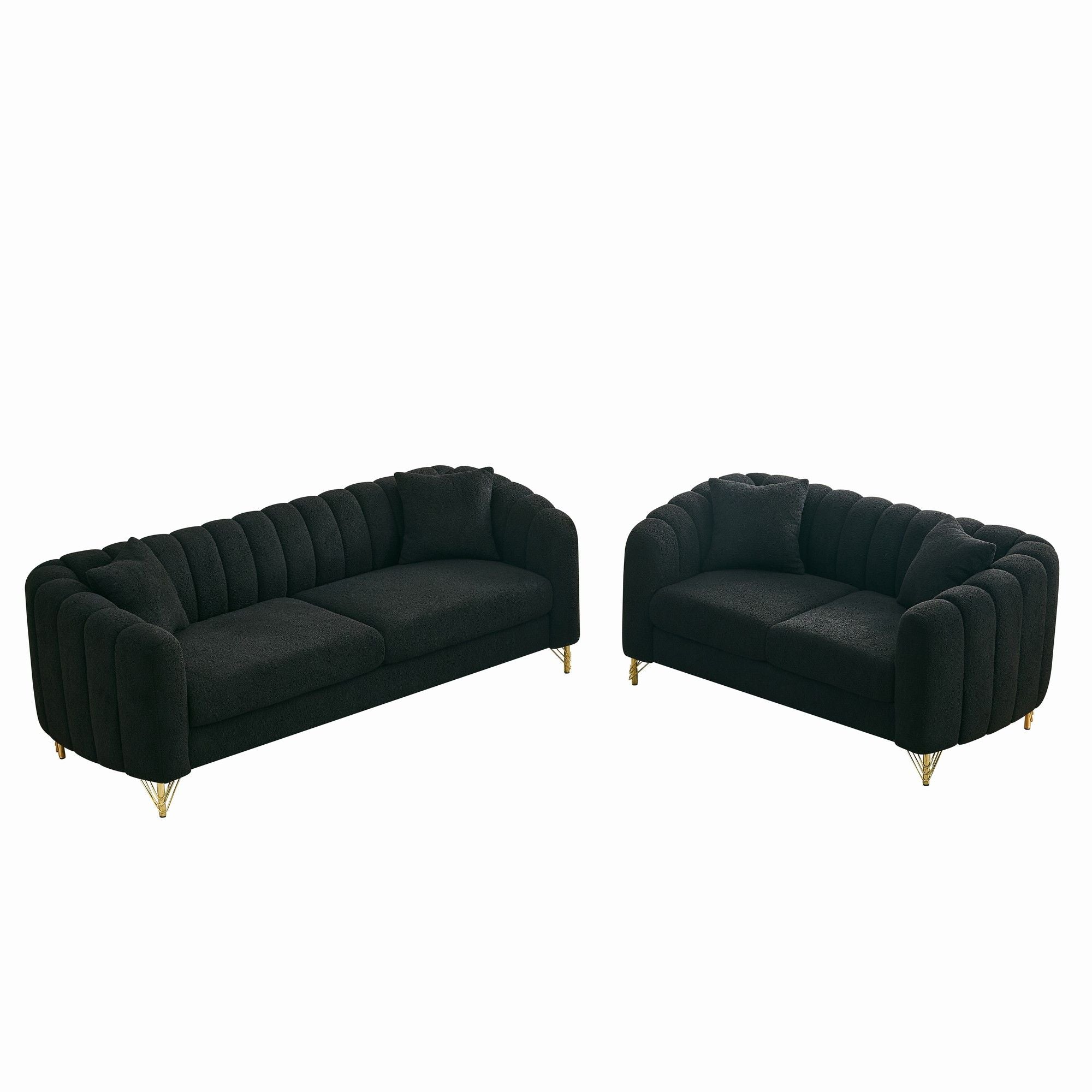 Oversized Sofa, 3 And 2 Seater Deep Tufted Couch - Black