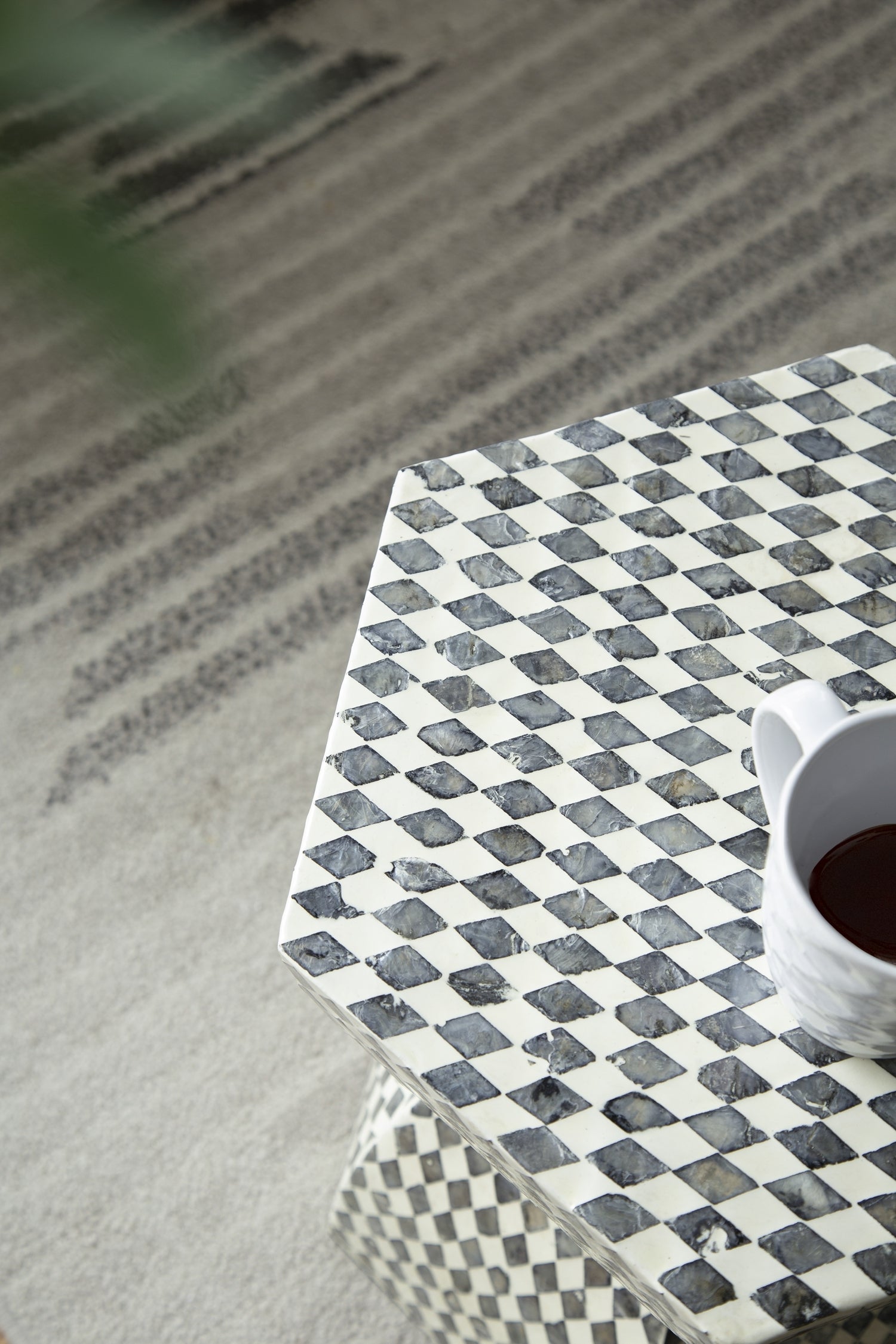 15x13x17' Hexagonal Garden Capiz Stool Accent Side Table