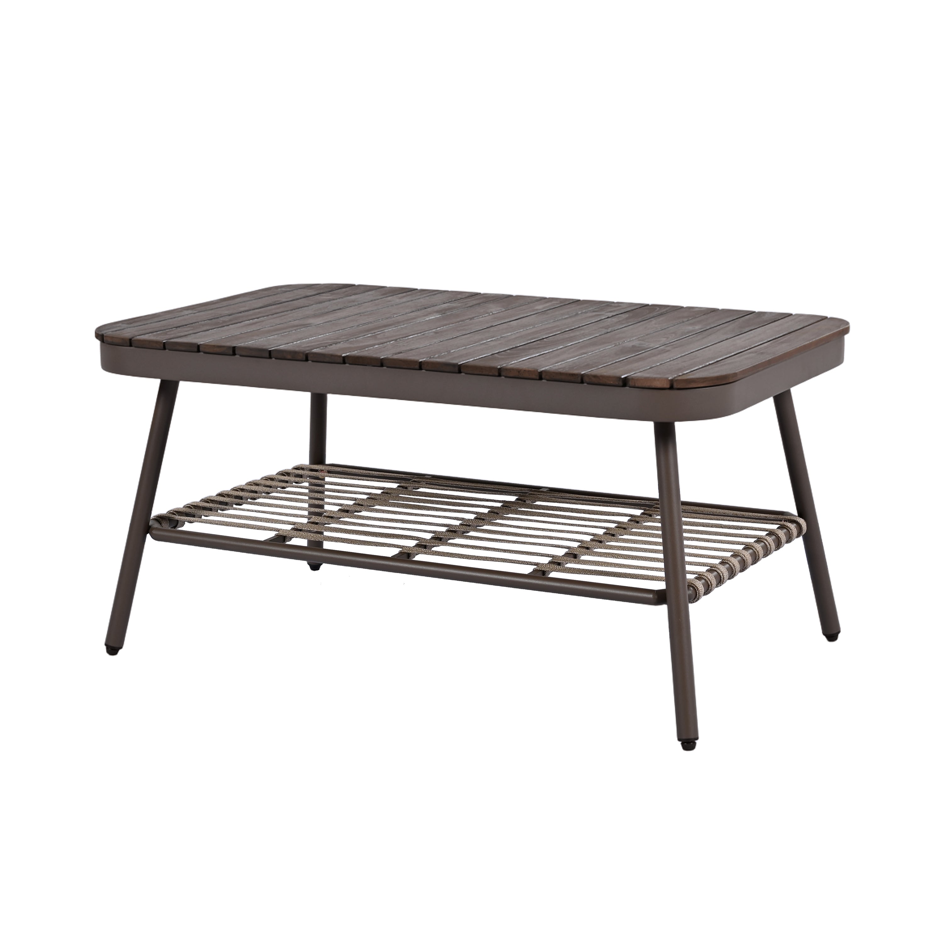 4-Piece Outdoor Patio Furniture Set with Metal Frame and Woven Rope