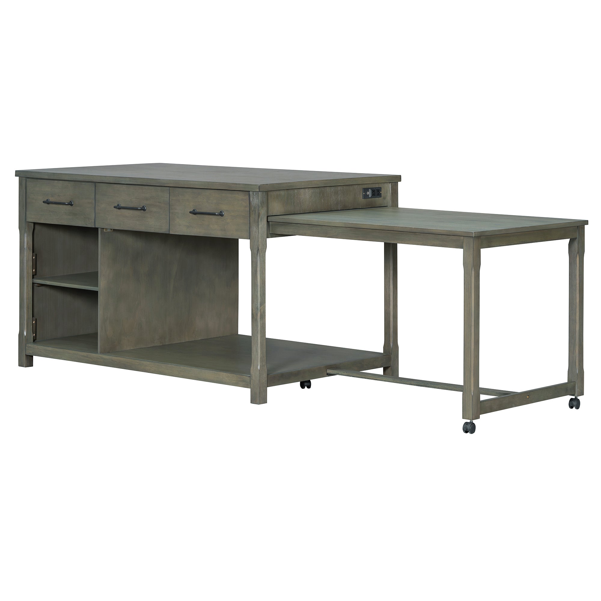 TREXM Extendable Kitchen Island with Storage