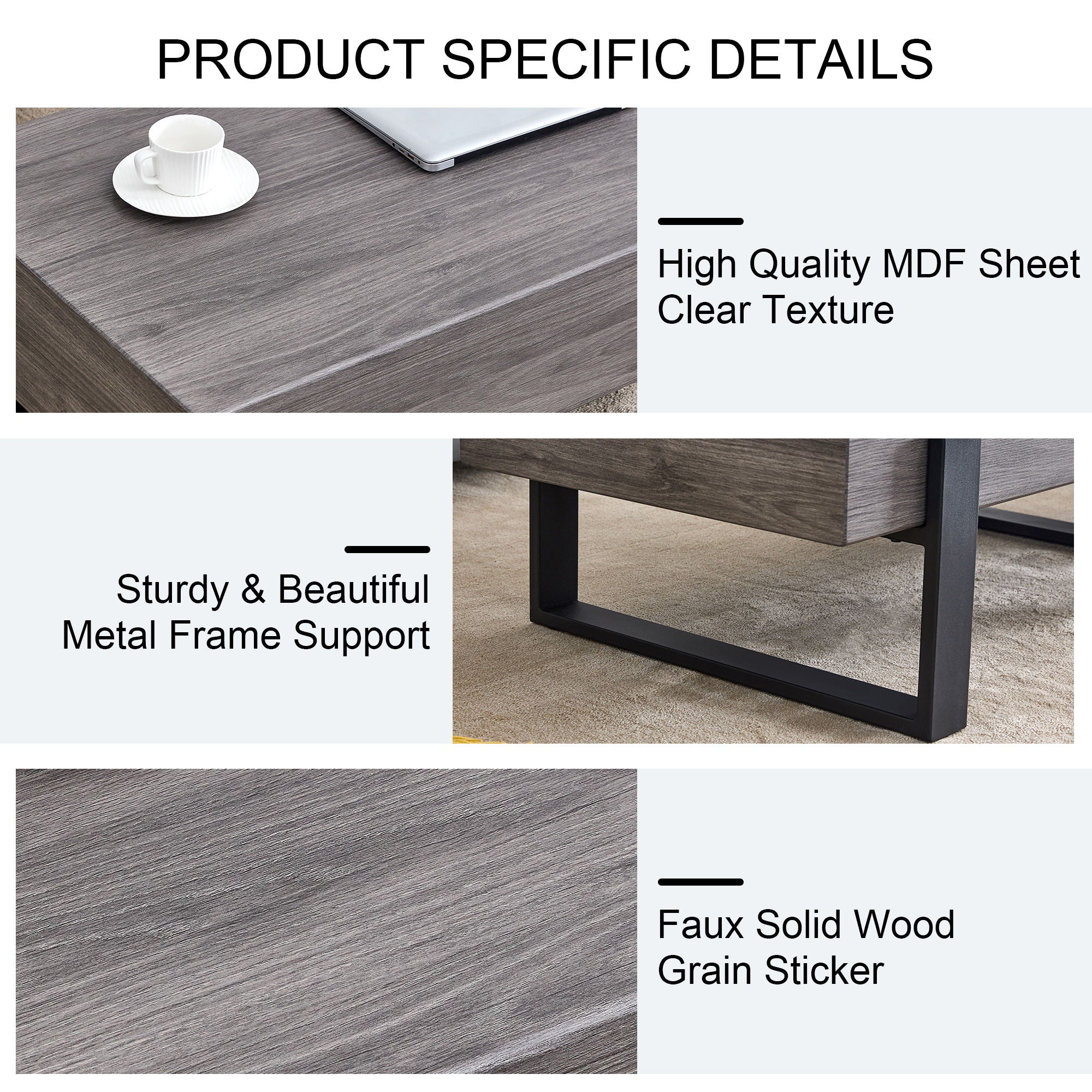 Rustic Coffee Table With Metal Legs