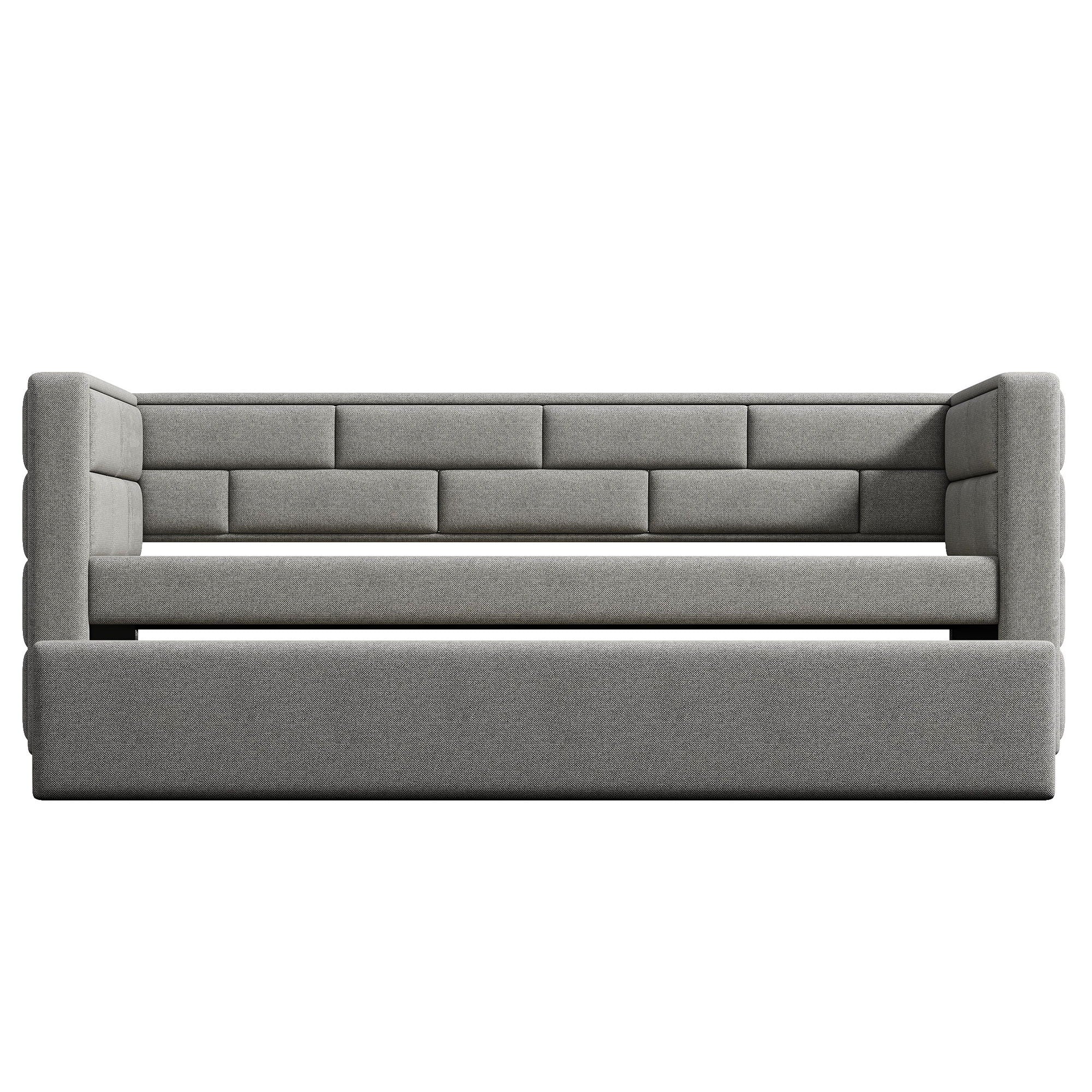 Upholstered Twin Size Daybed With Trundle, Padded Back And Sides - Gray