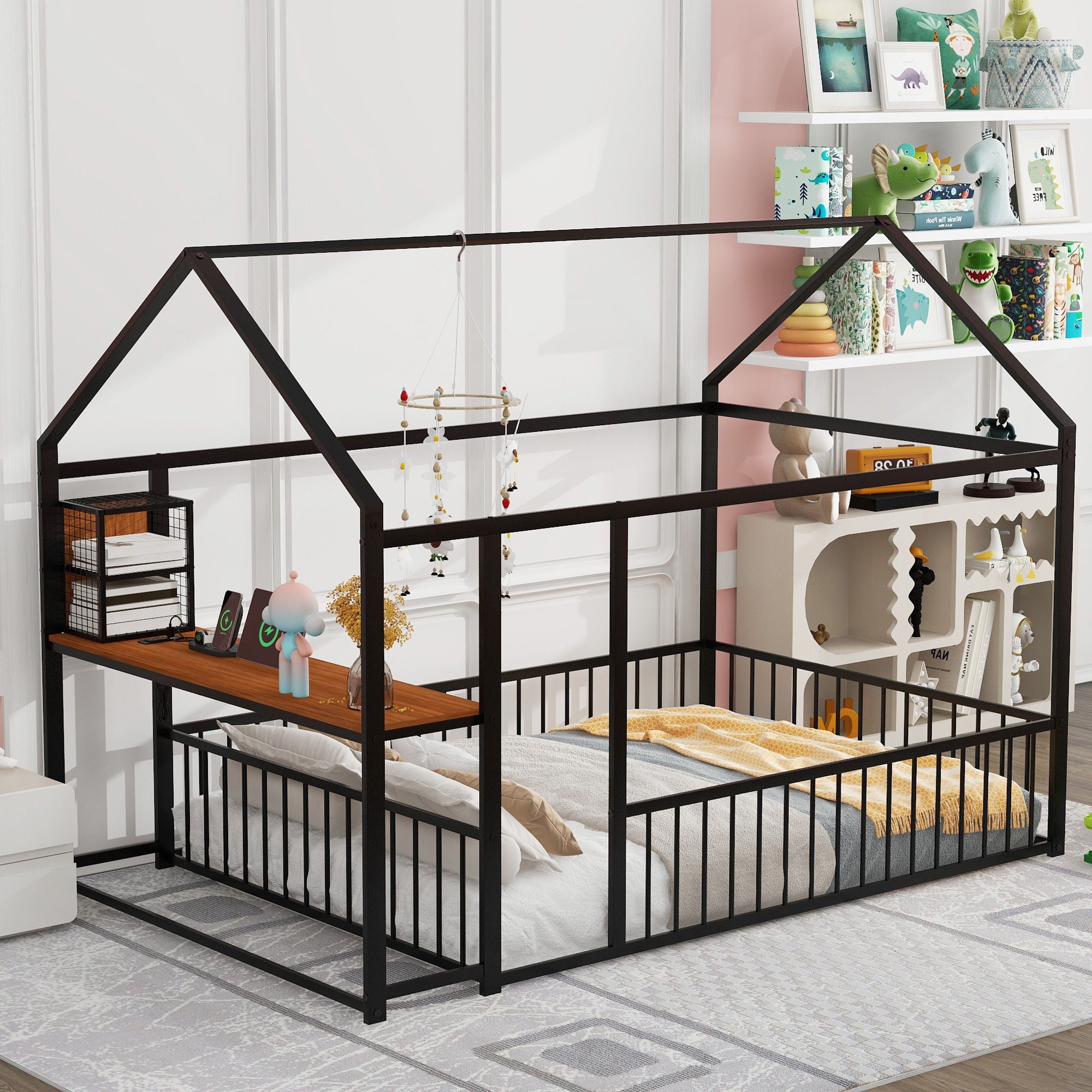 House Frame With Desk, Shelves, Power Outlets And USB Ports