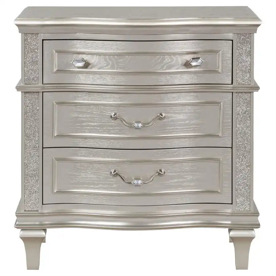 Evangeline - 3-Drawer Nightstand - Silver Oak - Best Buy Furniture