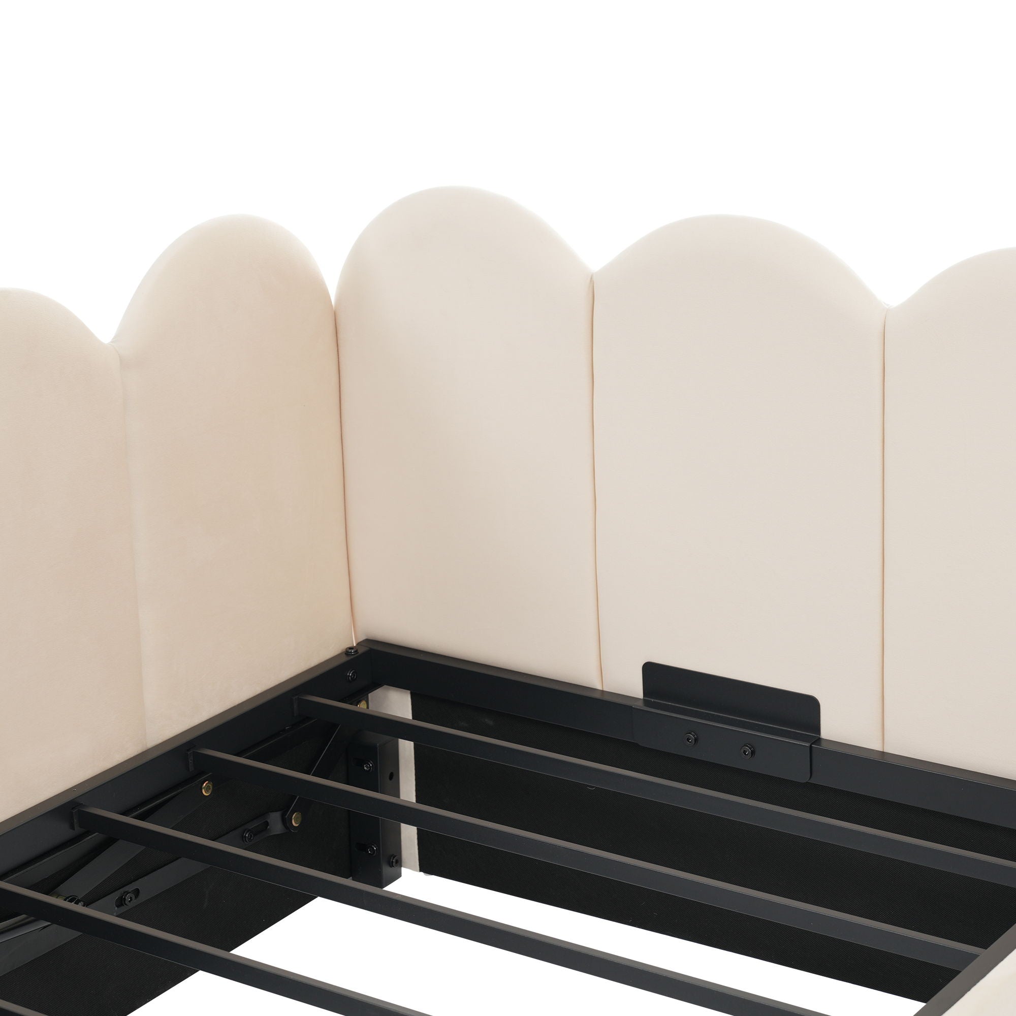 Upholstered Daybed With Metal Slatted Base