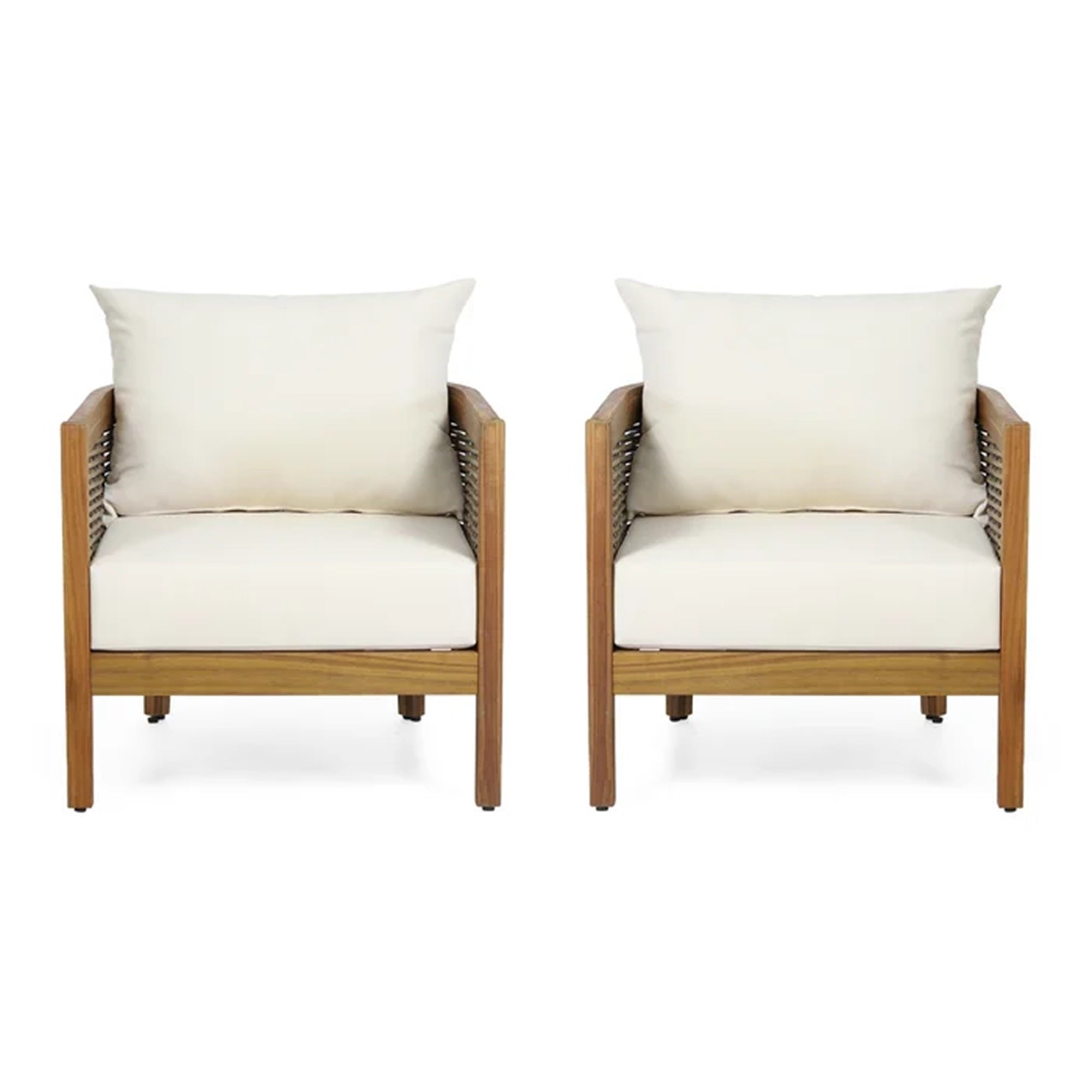 Handcrafted Acacia Club Chairs- Set of 2