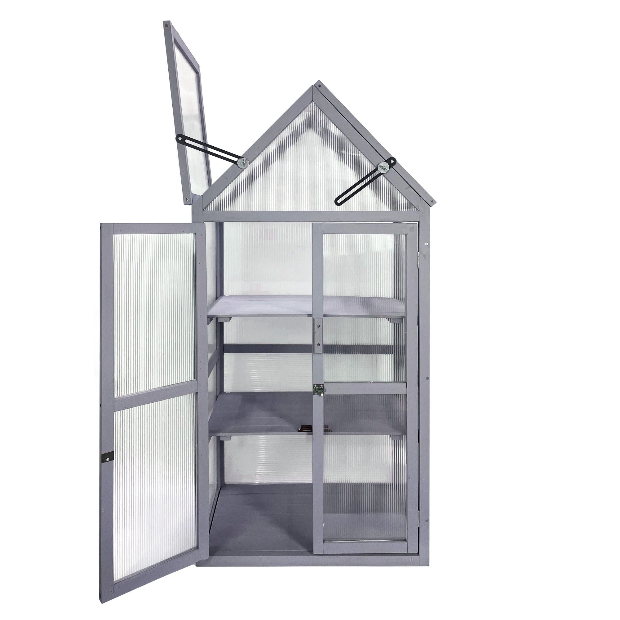 Mini Greenhouse Kit, Outdoor Small Green House, Wood, Plant Stand For Indoor Garden & Patio Balcony Apartments Porch Terrace Outsid Accessories, Uv-Resistant - Gray
