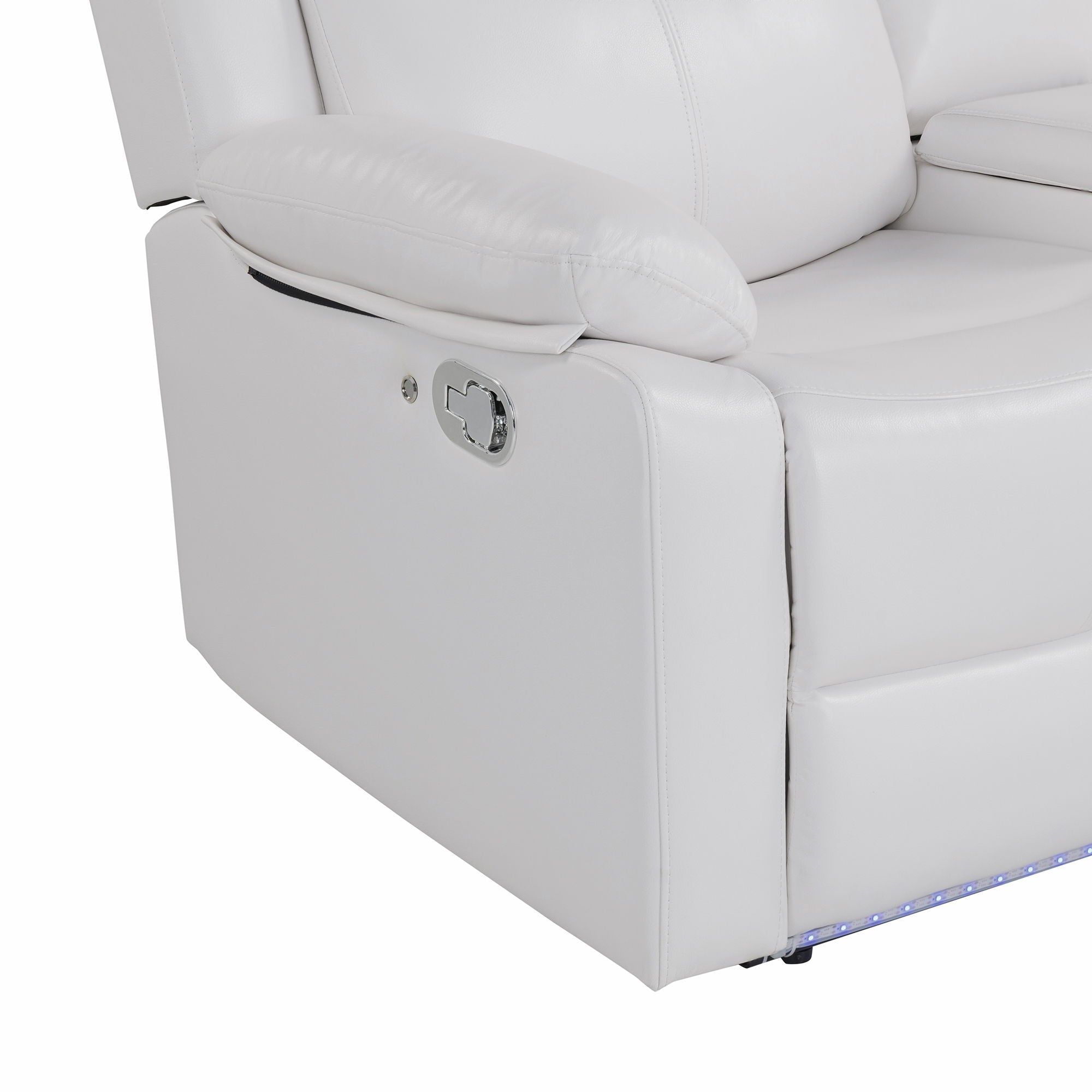 Blanche - Reclining Sofa With LED Lights Frame, Pillow Top Arms - White