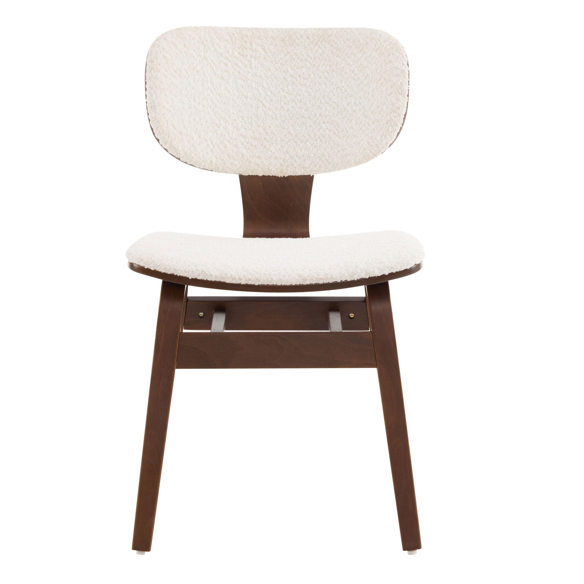 Modern Boucle Fabric Upholstered Side Chair, Bentwood Frame - White / Walnut - Best Buy Furniture