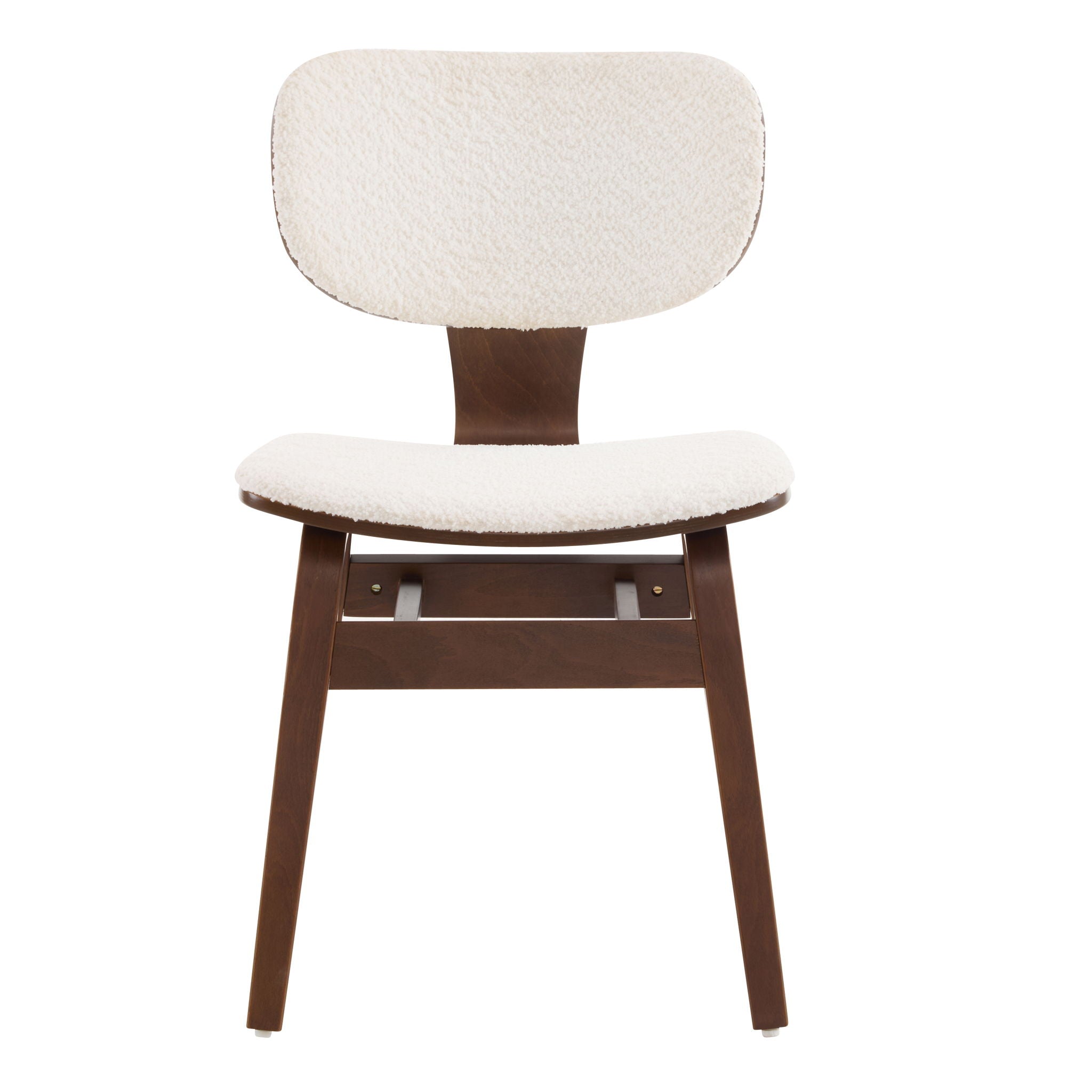 Modern Boucle Fabric Upholstered Side Chair, Bentwood Frame - White / Walnut - Best Buy Furniture