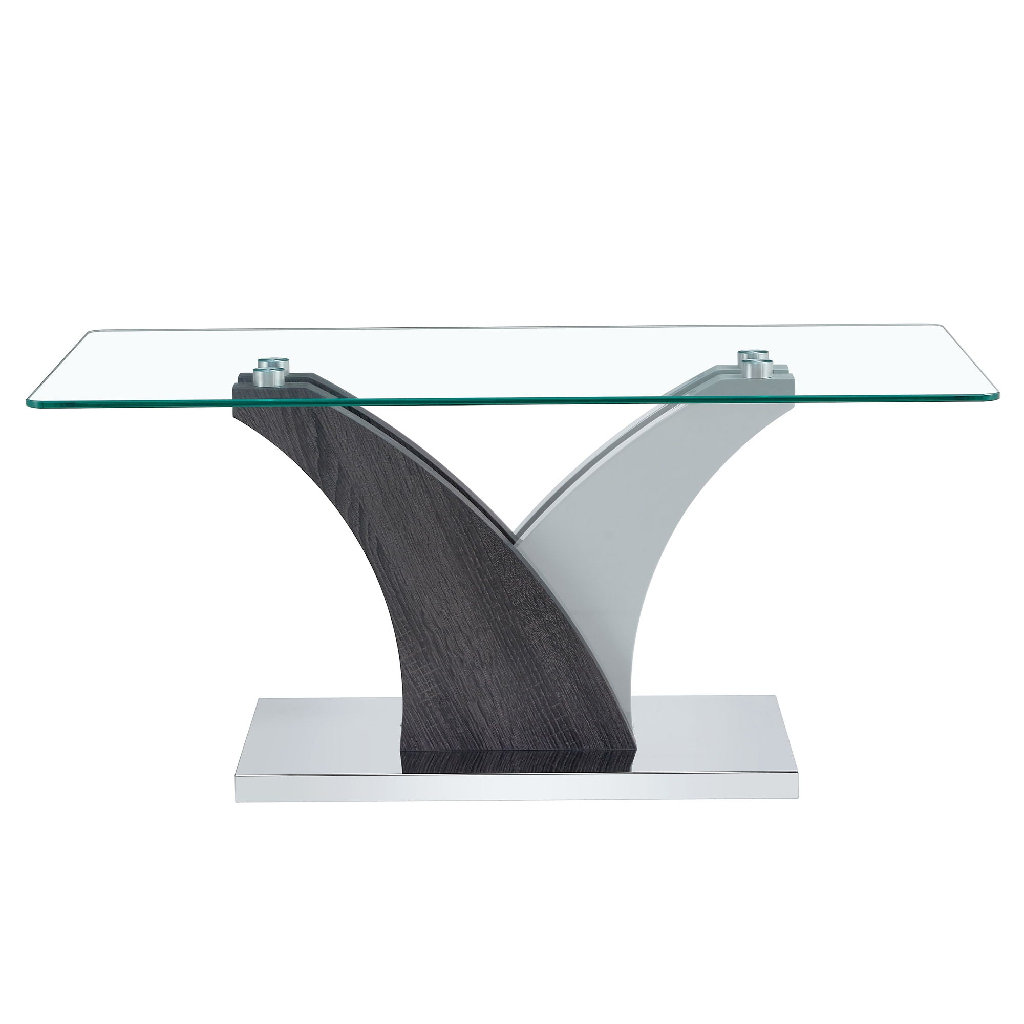 Artistic Rectangular Coffee Table With Tempered Glass Countertop