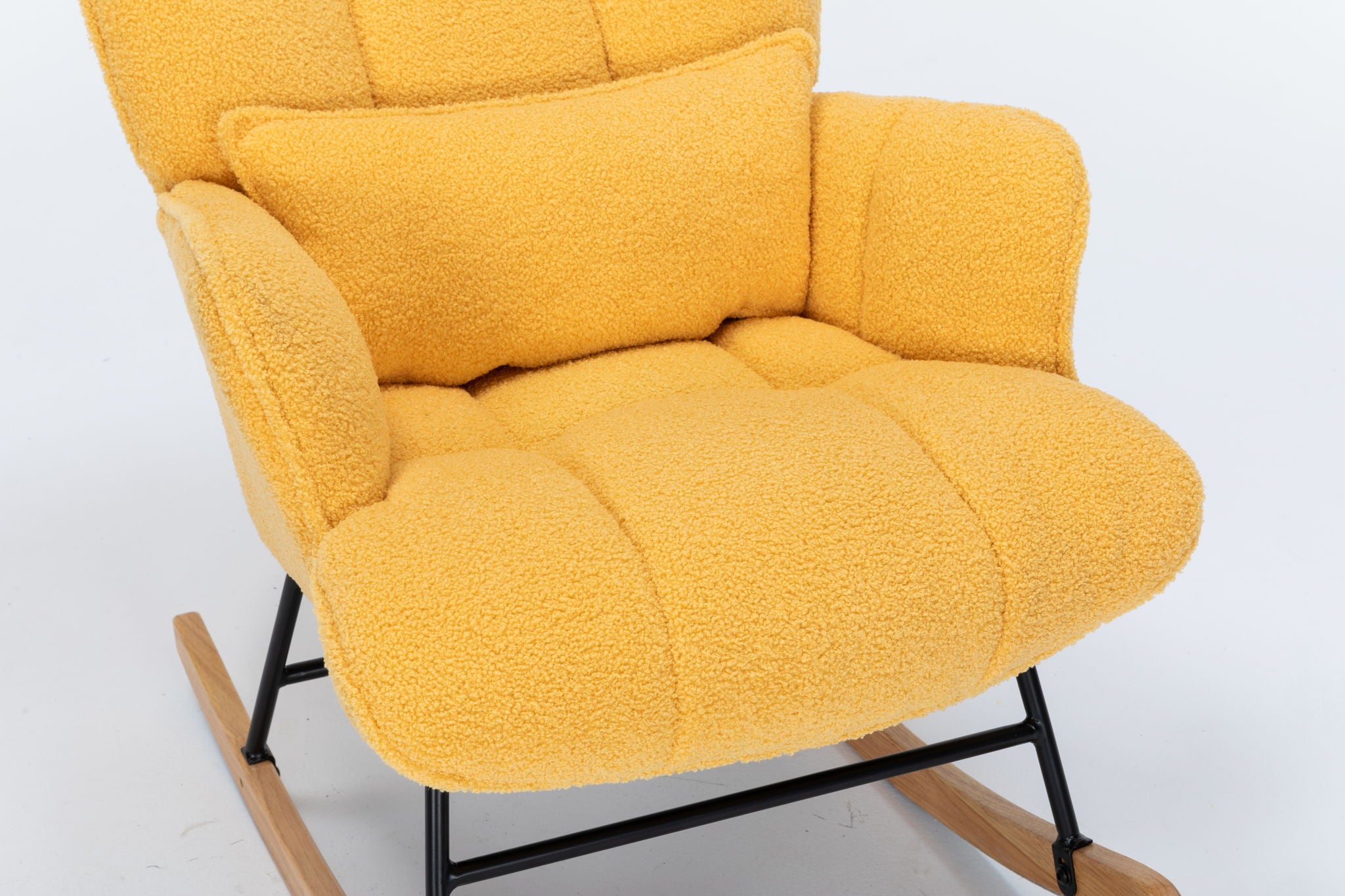 Rocking Chair Nursery, Teddy Upholstered Glider Rocker With High Backrest, Reading Chair Modern Rocking Accent Chairs Glider Recliner For Living Room - Yellow - Best Buy Furniture