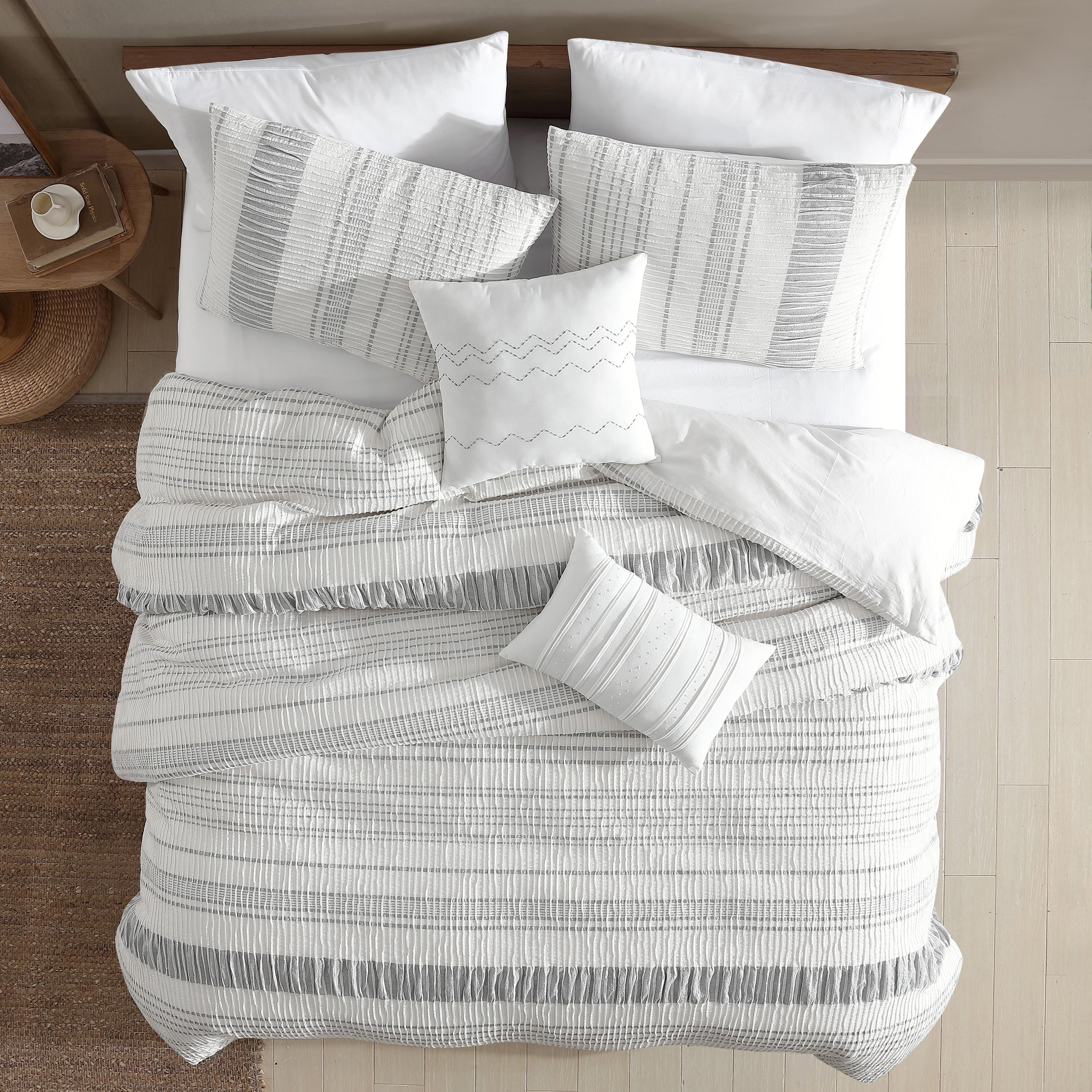 Sutton 6-Piece Ivory Textured Jacquard Comforter Ensemble
