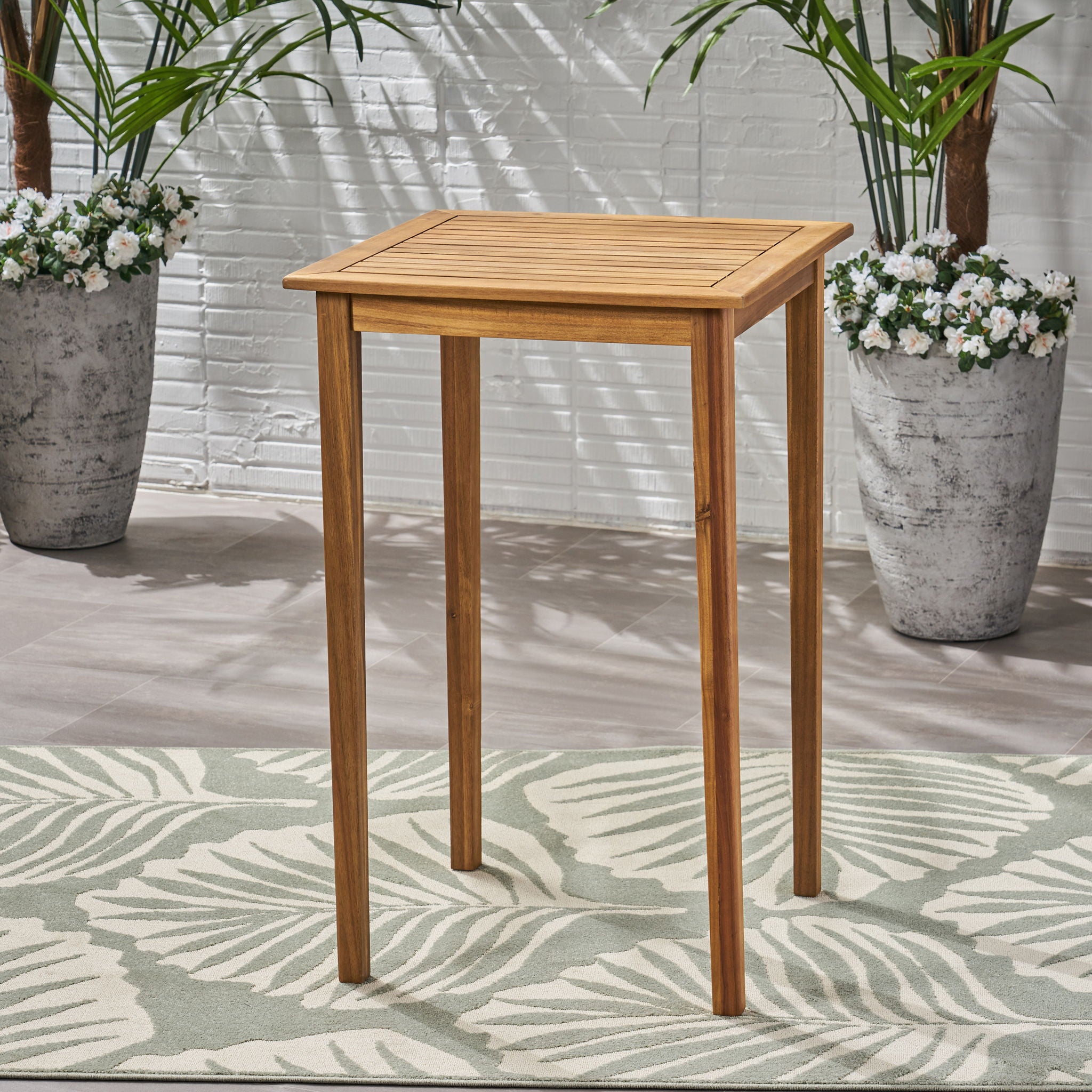 Outdoor Minimalist Acacia Wood Square Bar Table